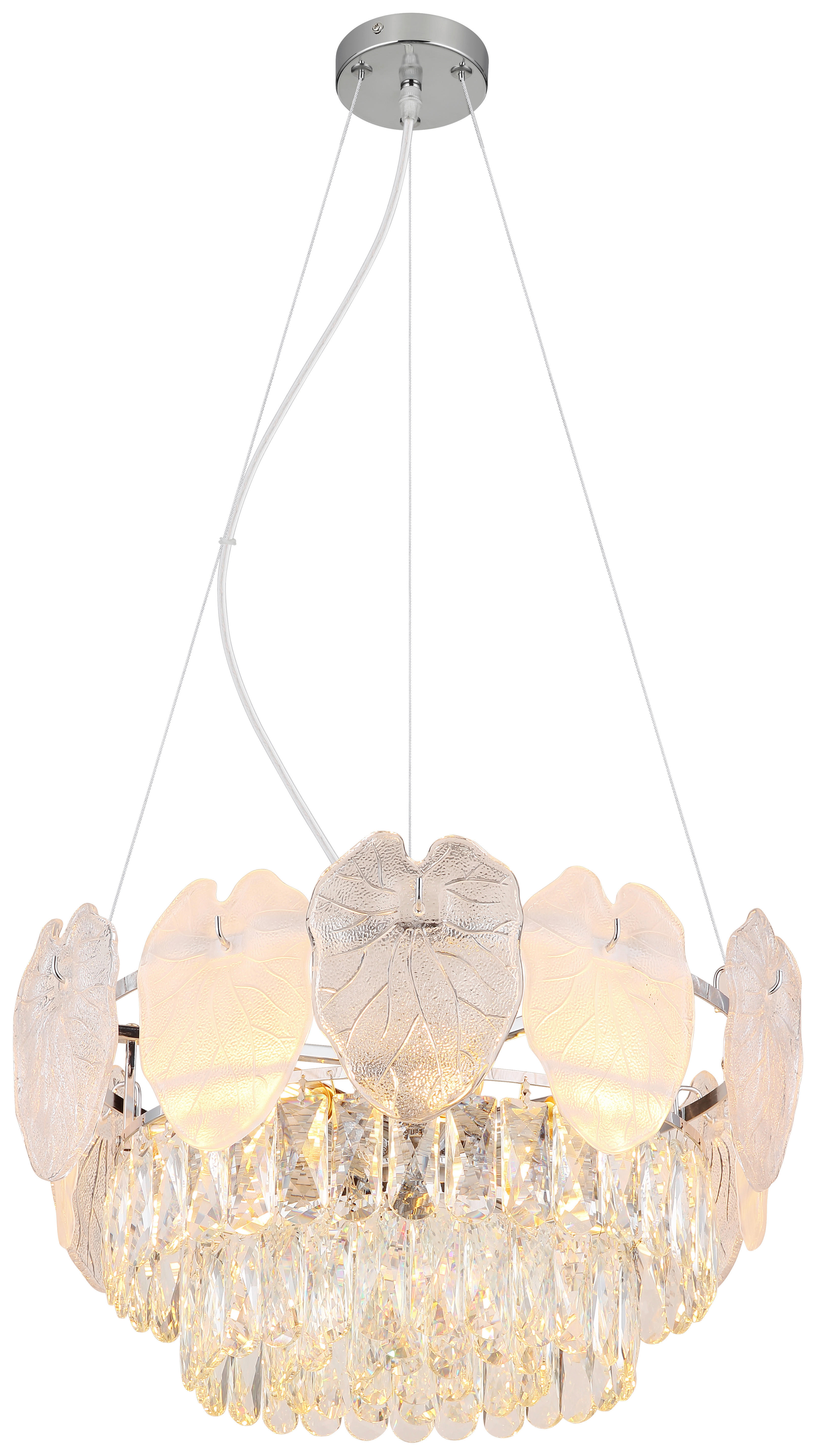 GLOBO Luster Chrom klar Glas Metall H/D: ca. 120x50 cm E14 8 Brennstellen BENJAMIN - klar/Chrom (50,00/120,00cm) - GLOBO
