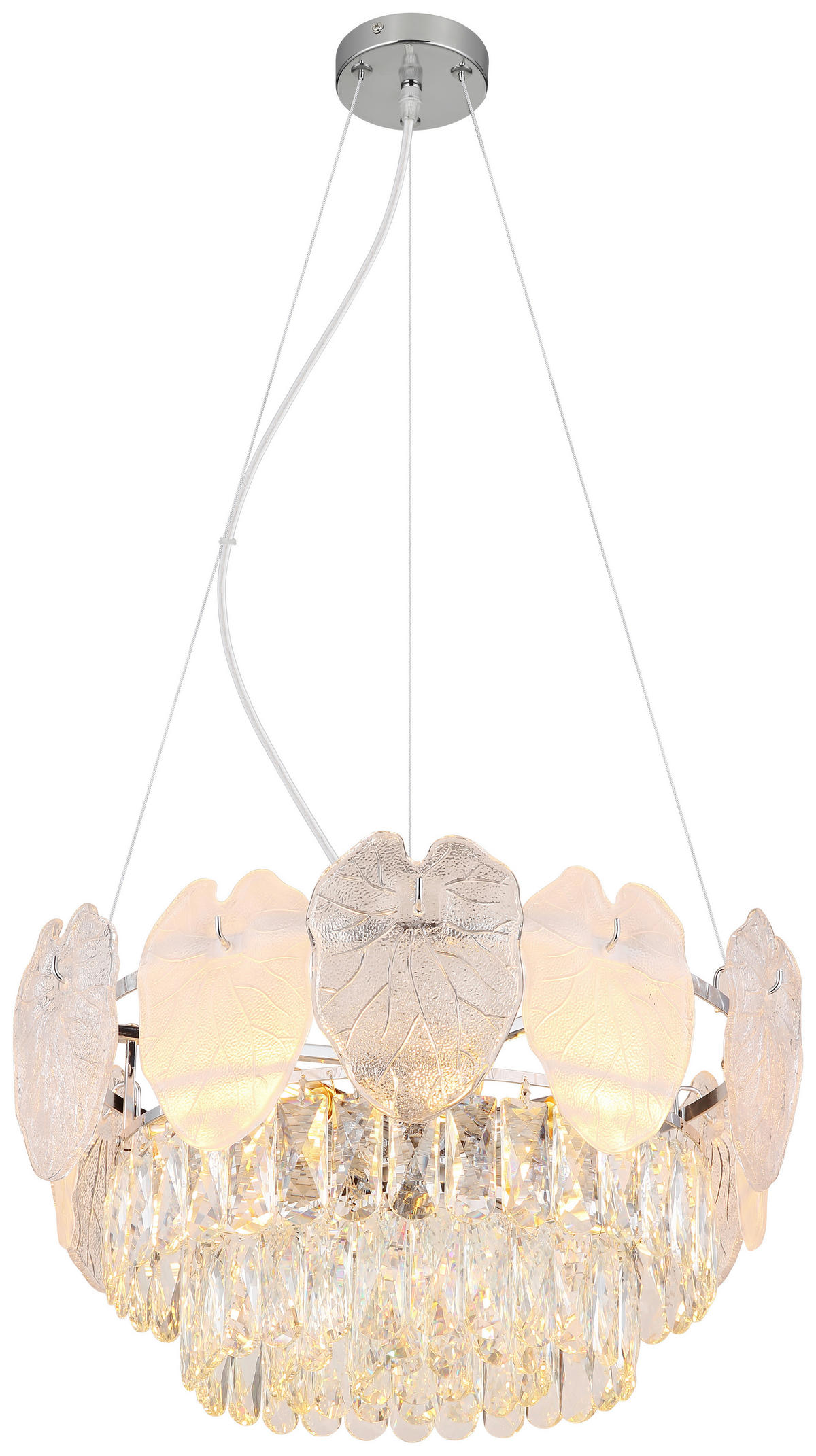GLOBO Luster Chrom klar Glas Metall H/D: ca. 120x50 cm E14 8 Brennstellen BENJAMIN - klar/Chrom (50,00/120,00cm) - GLOBO