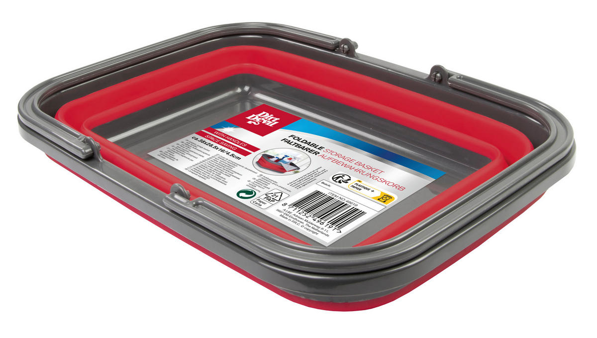 Dirt Devil Aufbewahrungskorb grau B/H/L: ca. 38x16x29 cm Faltbarer_Aufbewahrungskorb 17l - rot/grau (29,00/38,00/16,00cm) - Dirt Devil
