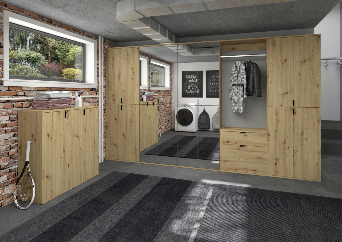 Garderobe PROJEKT Eiche Artisan Nachbildung B/H/T: ca. 152x99x34 cm PROJEKT - Eiche (152,00/99,00/34,00cm) - xonox.home