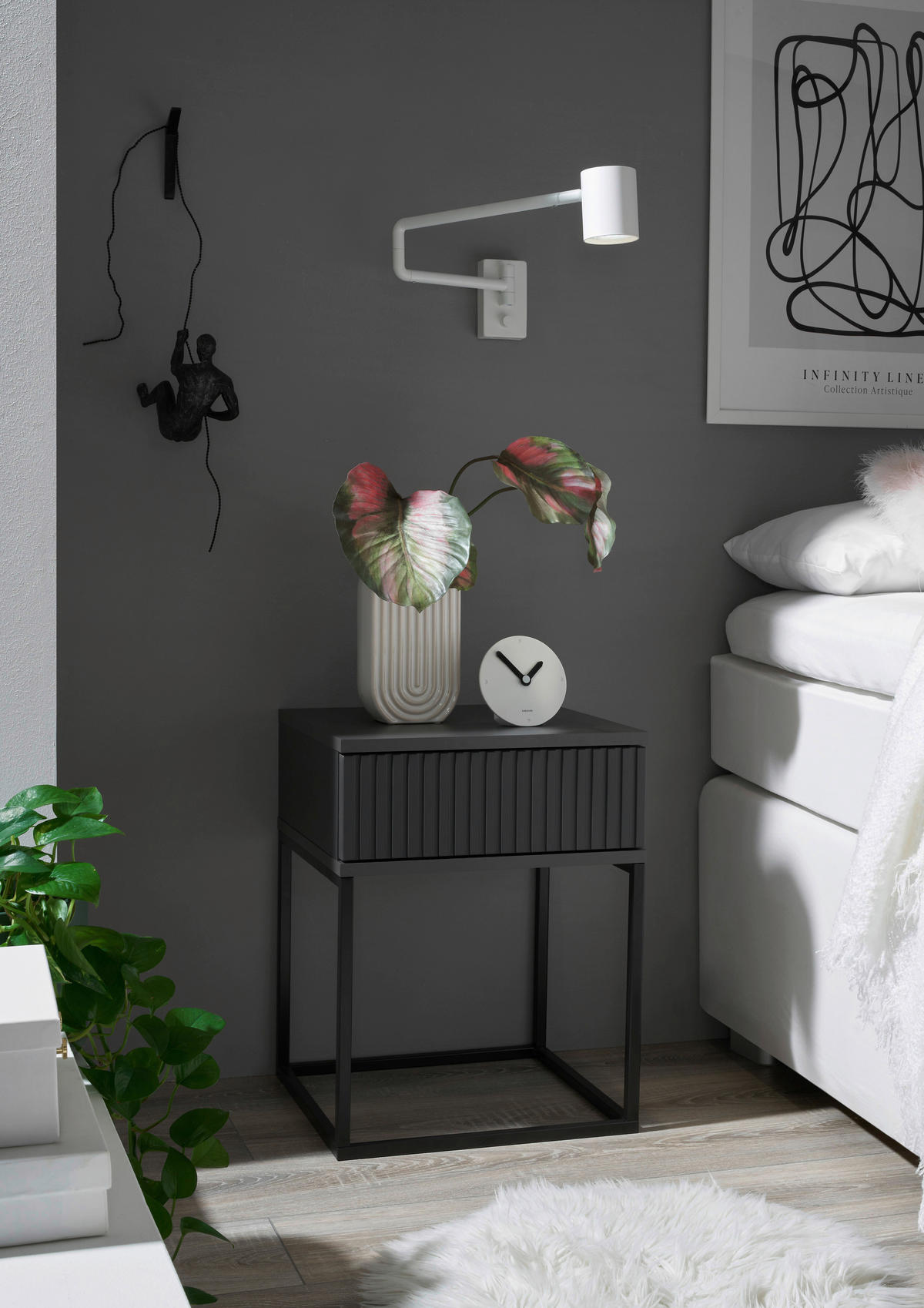 Nachtkonsole Marle Graphit B/H/T: ca. 40x52x39 cm Marle - Graphit/schwarz (40,00/52,00/39,00cm)
