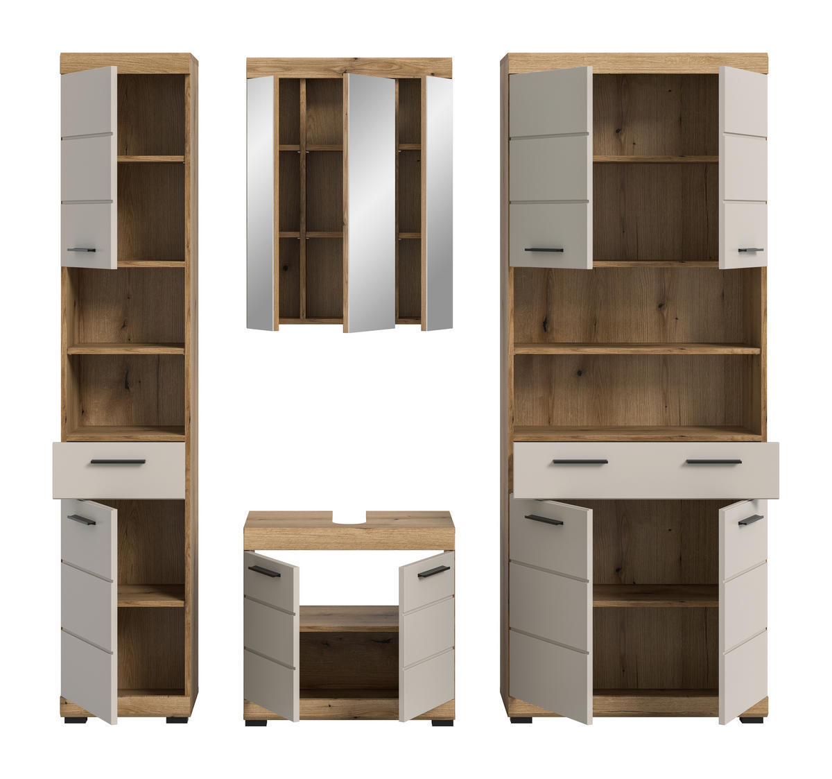 Badezimmer-Set Scout Evoke Oak Nachbildung Kaschmirgrau Nachbildung B/H/T: ca. 201x191x34 cm Scout - Kaschmirgrau (201,00/191,00/34,00cm) - xonox.home