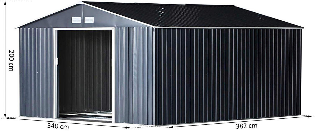 Outsunny Gartenschrank grau Stahl B/H/T: ca. 340x200x382 cm Gartenschrank - grau (340,00/200,00/382,00cm) - Outsunny