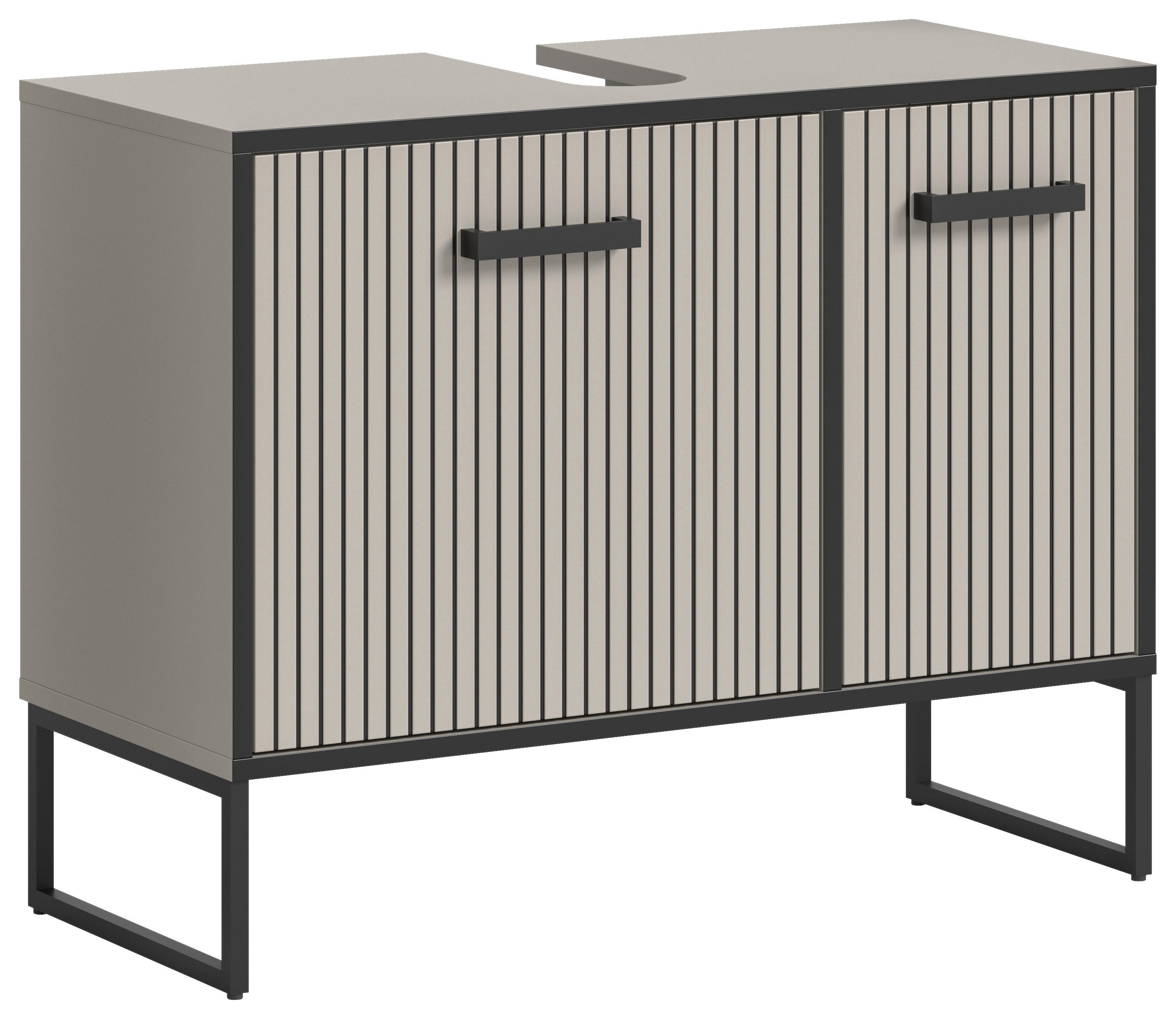 Waschbeckenunterschrank BAGNO schwarz Kaschmirgrau Nachbildung B/H/T: ca. 80x63x36 cm BAGNO - schwarz (80,00/63,00/36,00cm) - xonox.home