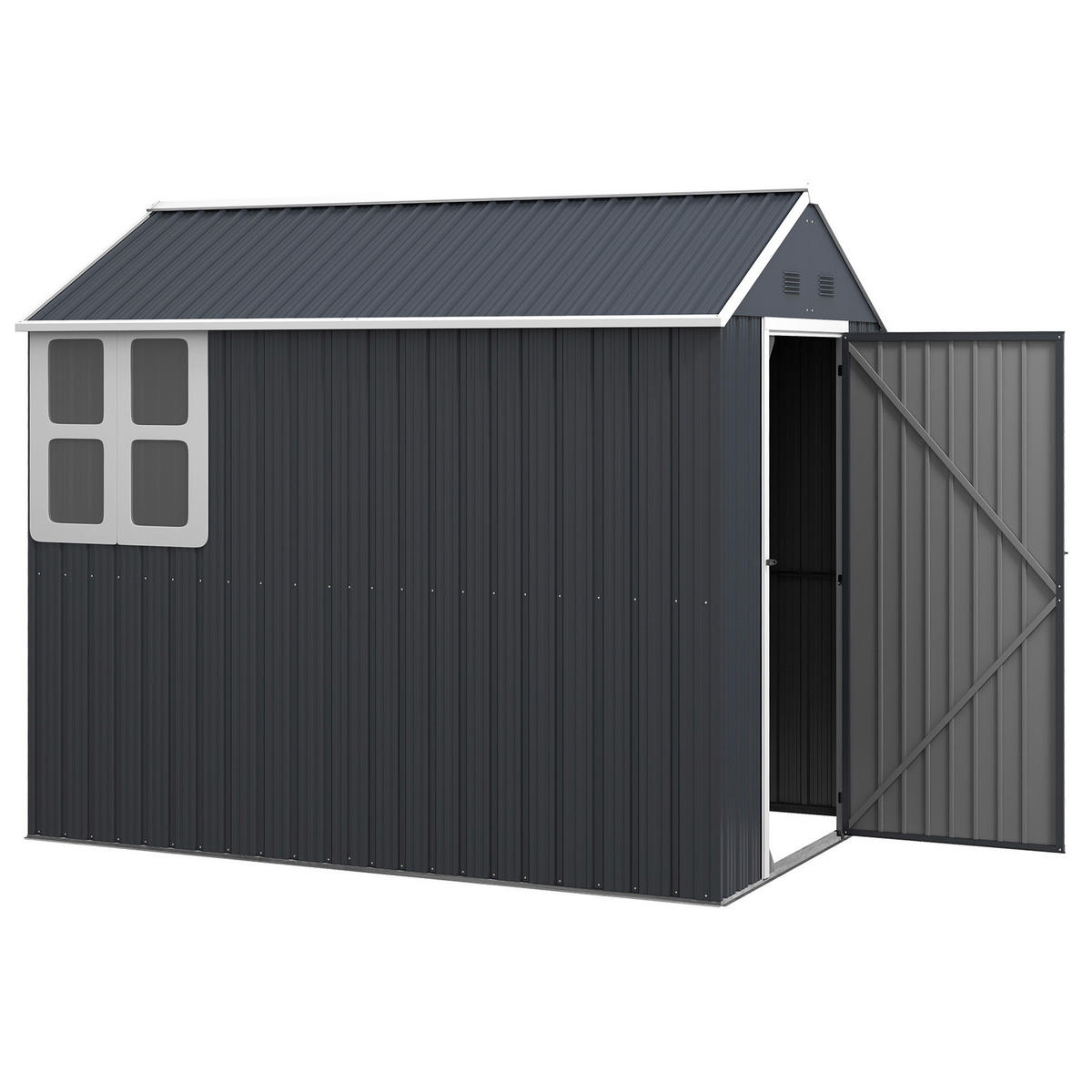 Outsunny Gartenhaus dunkelgrau Polypropylen B/H/L: ca. 172x259x222 cm Gartenschuppen - dunkelgrau (222,00/172,00/259,00cm) - Outsunny