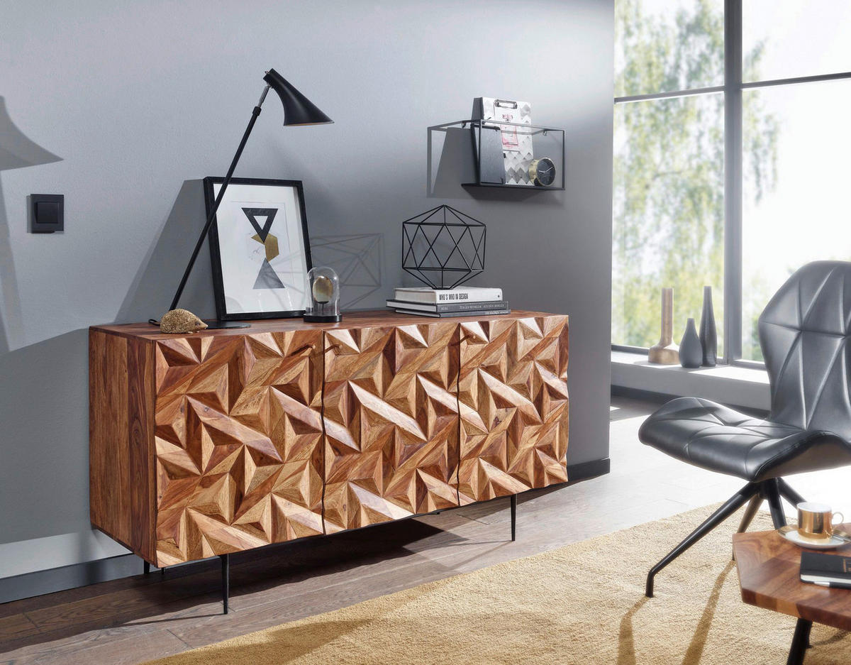 Sideboard rosenholz Nachbildung B/H/T: ca. 144x72x47 cm Sideboard - rosenholz (144,00/72,00/47,00cm) - Wohnling