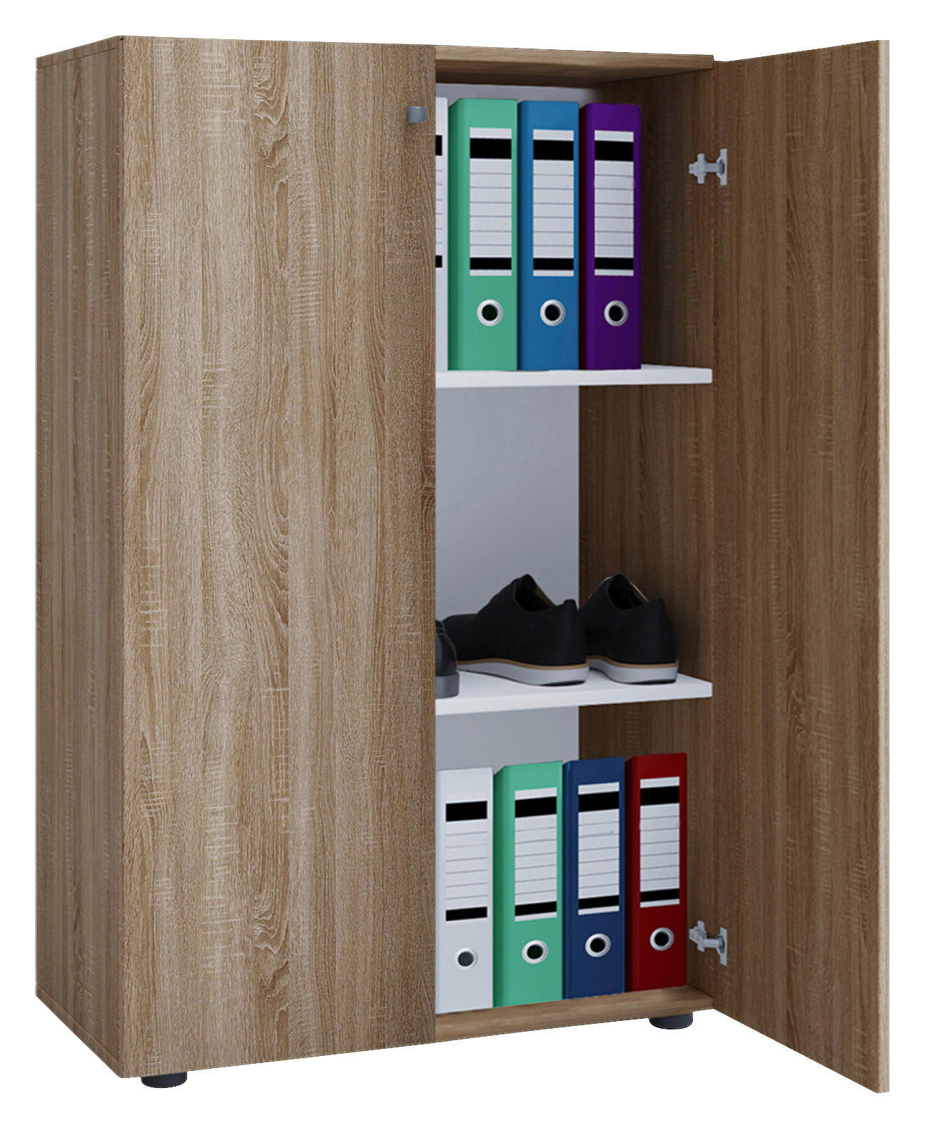 Büroschrank Lona XL Eiche Sonoma Nachbildung weiß B/H/T: ca. 70x110x39 cm Lona XL - Eiche/weiß (70,00/110,00/39,00cm) - VCM Möbel