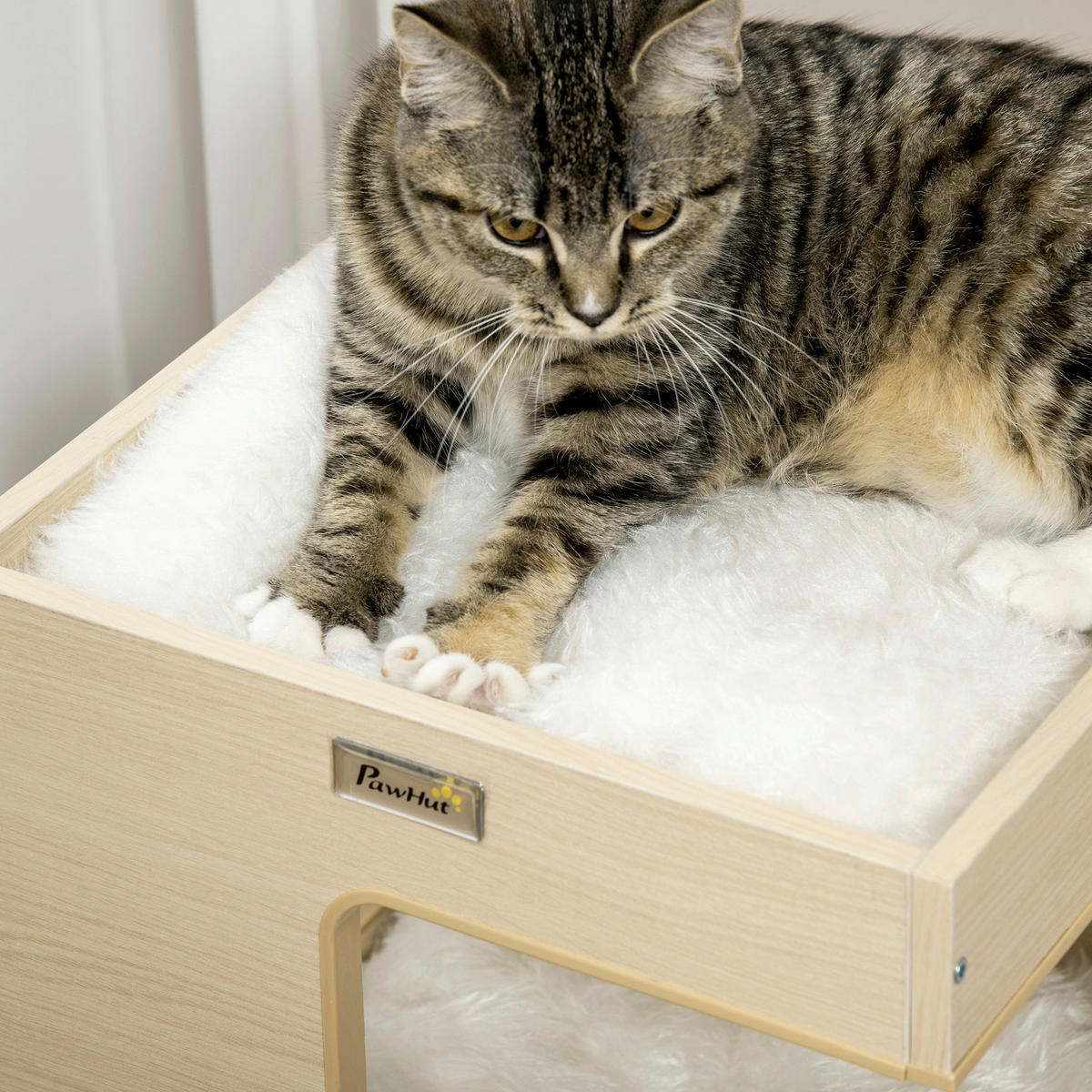 PawHut Katzenhaus Eiche Spanplatte B/H/L: ca. 34x60x34 cm Katzenhaus - Eiche (34,00/34,00/60,00cm) - PawHut