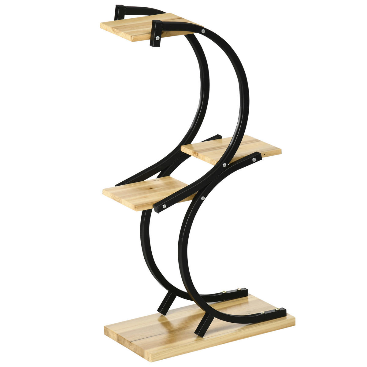 Outsunny Blumenständer natur Holz B/H/L: ca. 25x91x46 cm Blumenständer - natur/schwarz (46,00/25,00/91,00cm) - Outsunny