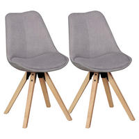 Stuhl 2er-Set hellgrau natur Stoff Echtholz B/H/T: ca. 49x87x52 cm 2er-Set - hellgrau/natur (49,00/87,00/52,00cm) - Wohnling