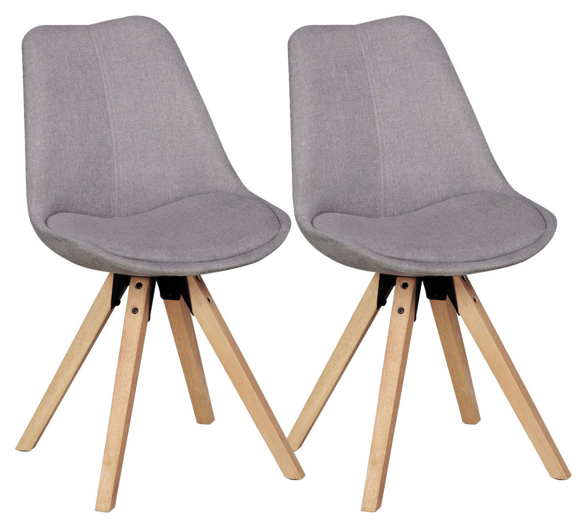 Stuhl 2er-Set hellgrau natur Stoff Echtholz B/H/T: ca. 49x87x52 cm 2er-Set - hellgrau/natur (49,00/87,00/52,00cm) - Wohnling