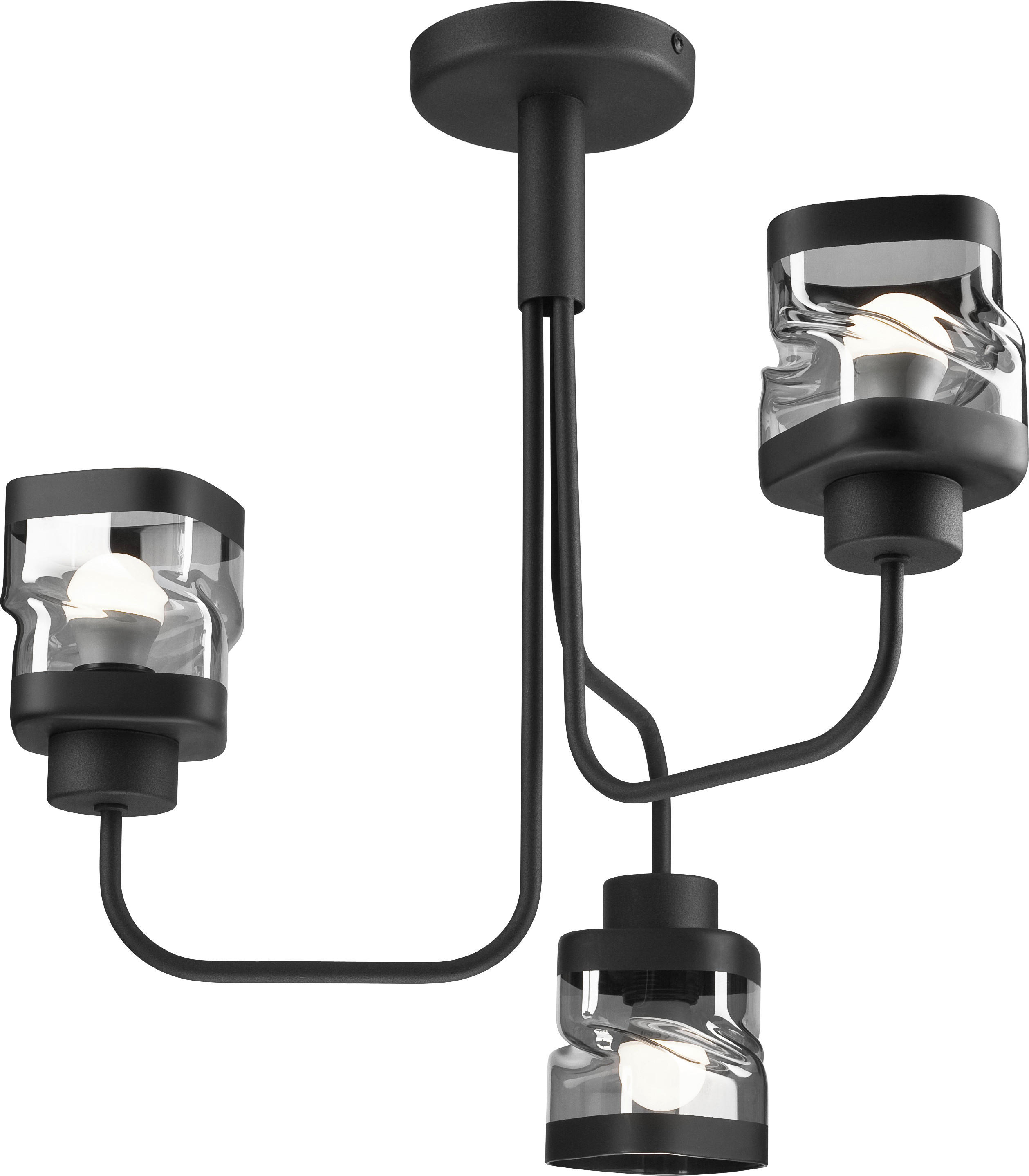 Lamkur Kronleuchter schwarz Stahl Glas B/H/L: ca. 44x40x40 cm E27 3 Brennstellen Hugo - schwarz (40,00/44,00/40,00cm) - Lamkur