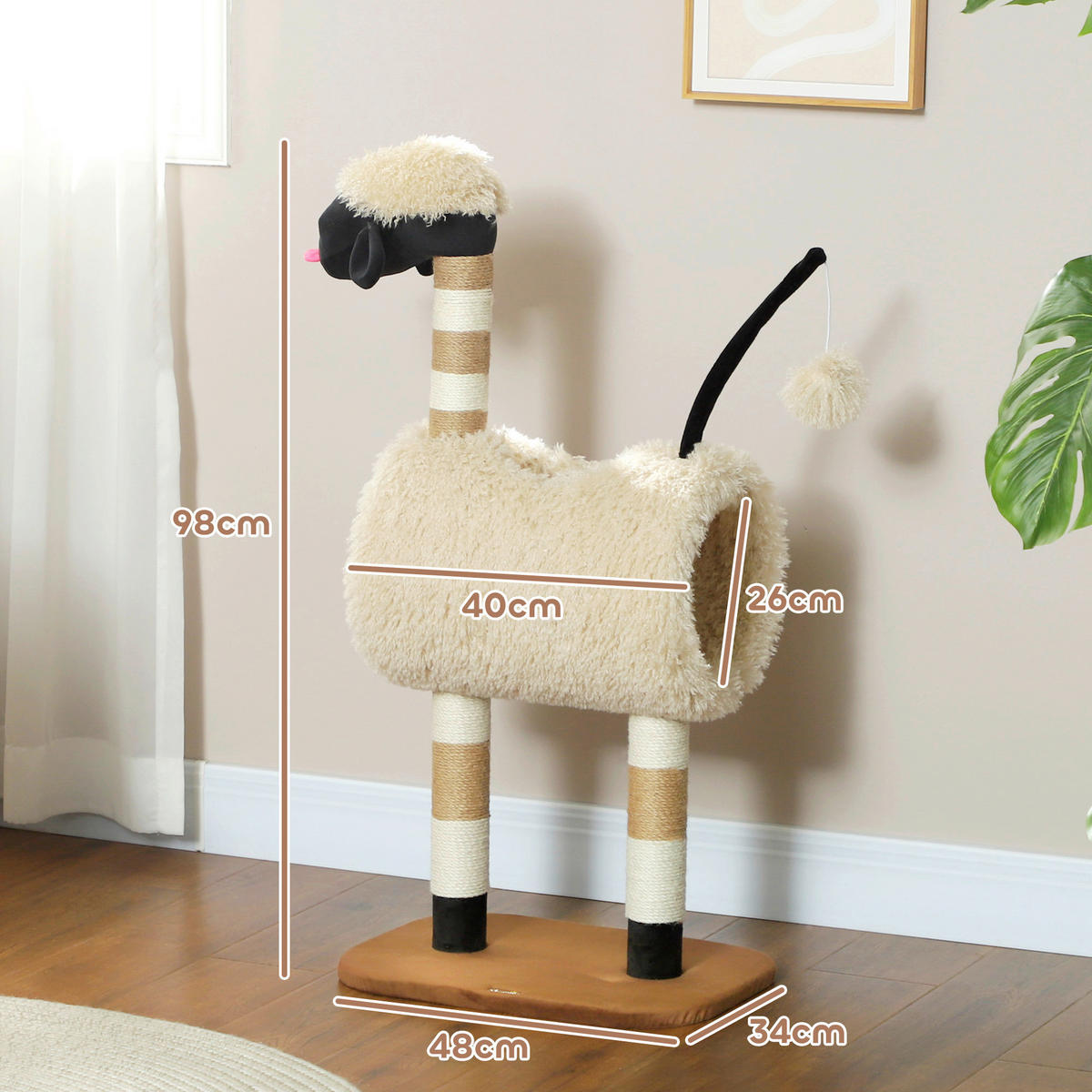 PawHut Kratzbaum braun Polyester B/H/L: ca. 34x98x48 cm Kratzbaum - braun (48,00/34,00/98,00cm) - PawHut