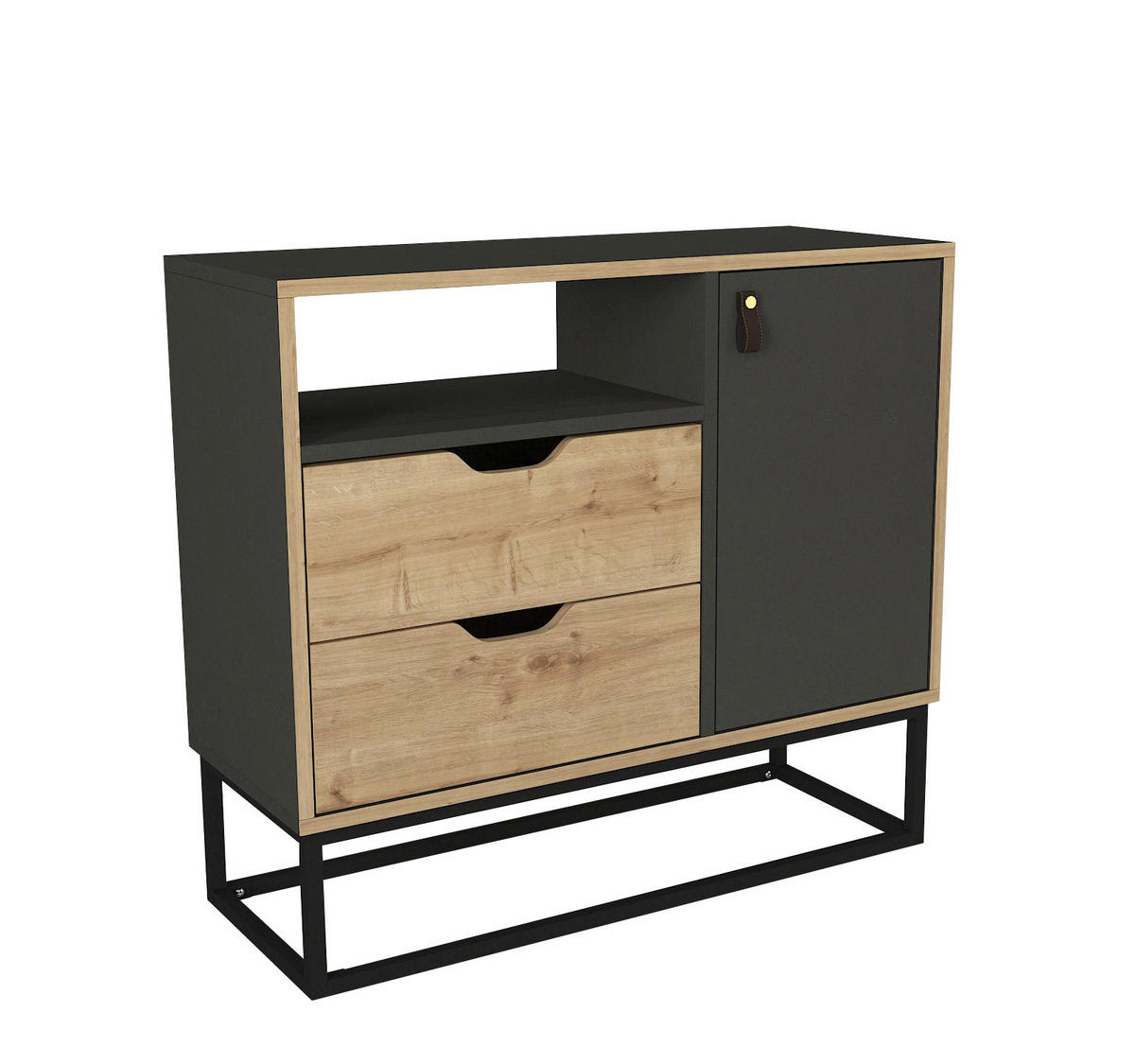 Kommode Dolores anthrazit Safir Nachbildung B/H/T: ca. 90x80x35 cm Dolores - anthrazit/Safir (90,00/80,00/35,00cm) - moebel17