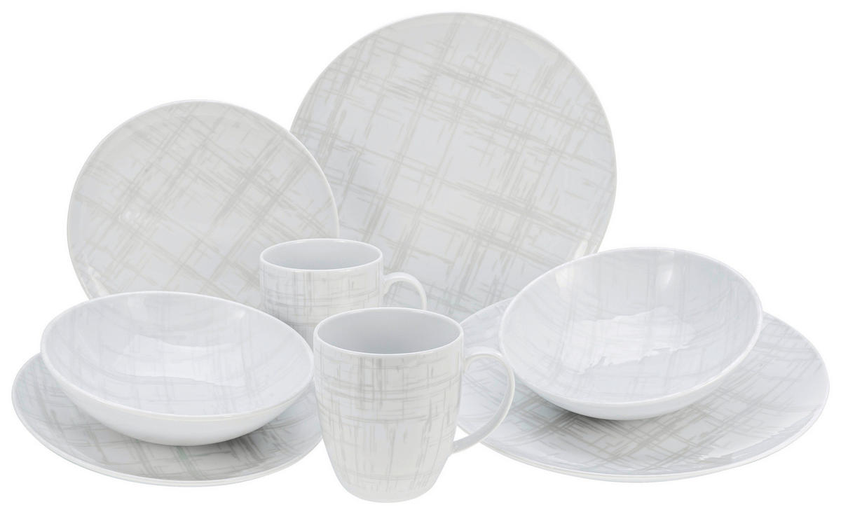 CreaTable Kombiservice Home Shabby Chic weiß Porzellan 16 tlg. Home Shabby Chic - weiß/creme - CreaTable
