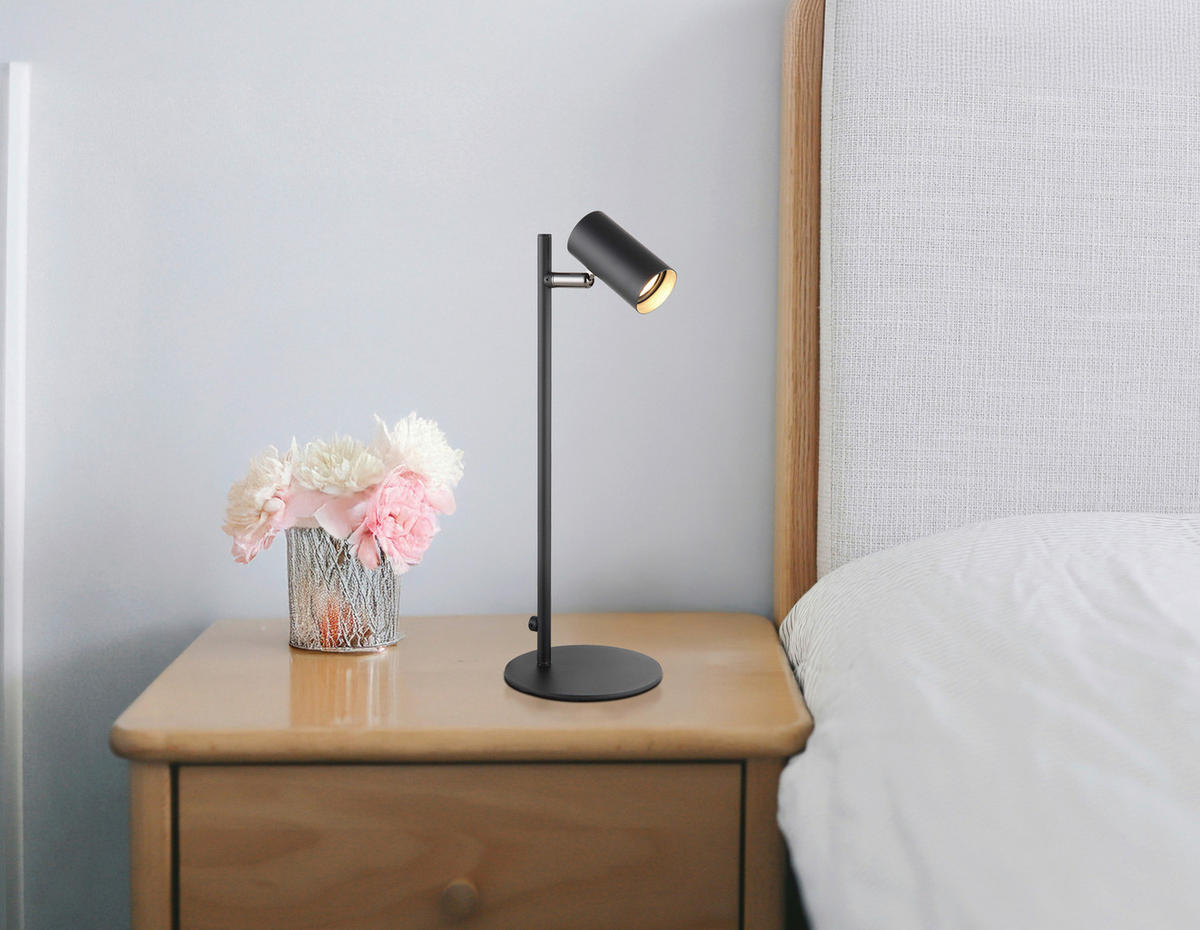 GLOBO Tischleuchte Tischleuchte-Este - schwarz/Chrom (14,00/5,00/36,50cm) - GLOBO