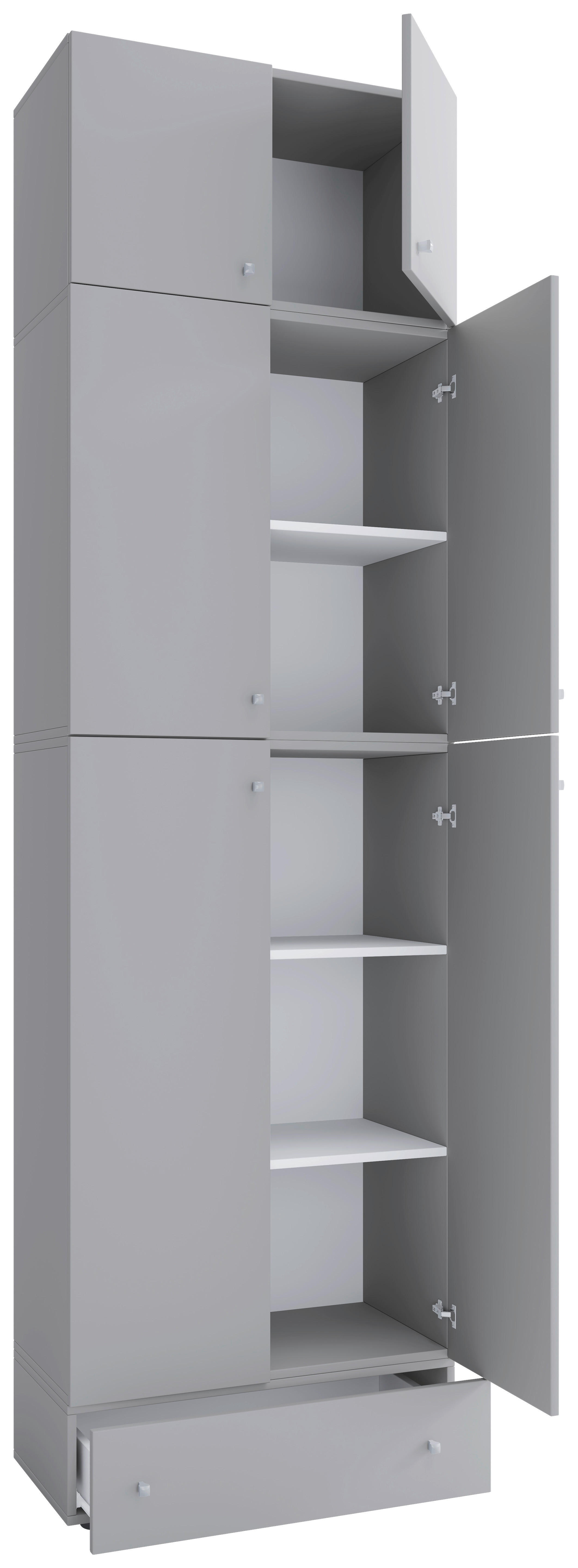 Büroschrank Lona grau weiß B/H/T: ca. 70x240x39 cm Lona - weiß/grau (70,00/240,00/39,00cm) - VCM Möbel