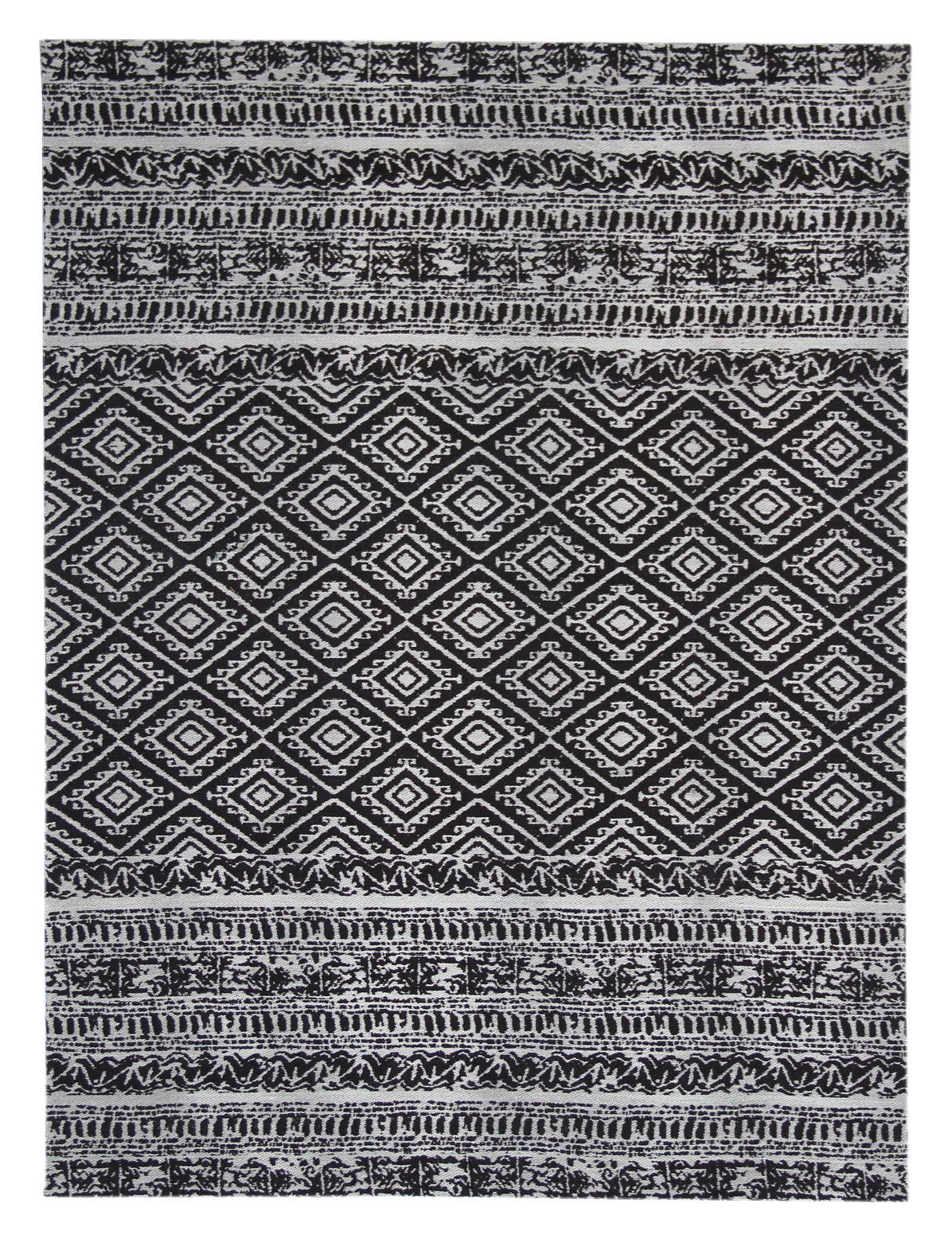 Kayoom Flachgewebeteppich Sunny 110 schwarz B/L: ca. 80x150 cm Sunny 110 - schwarz (80,00/150,00cm) - Kayoom