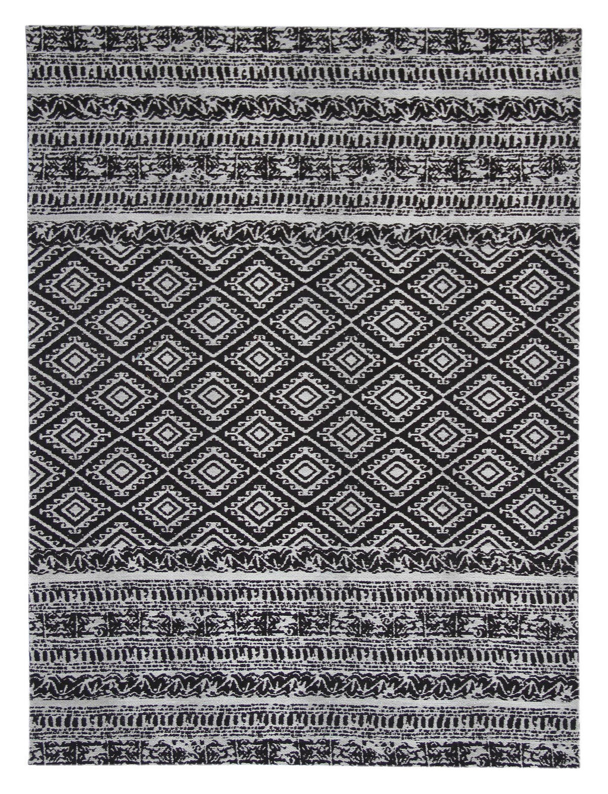Kayoom Flachgewebeteppich Sunny 110 schwarz B/L: ca. 80x150 cm Sunny 110 - schwarz (80,00/150,00cm) - Kayoom