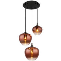 Pendelleuchte schwarz Glas Metall H/D: ca. 120x48 cm E27 3 Brennstellen Maxy - schwarz (48,00/120,00cm)