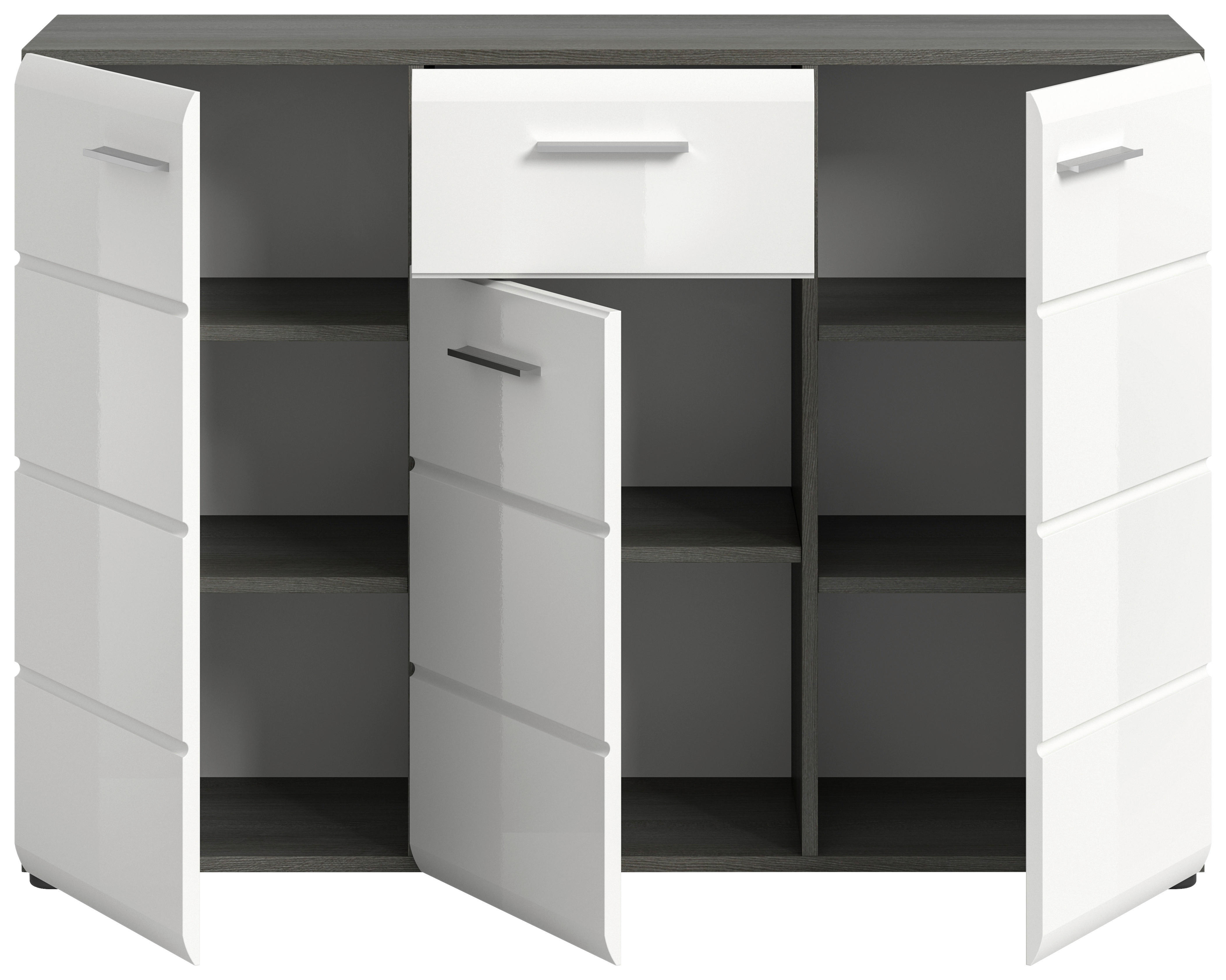 Kommode SALSA Rauchsilber Nachbildung weiß Hochglanz B/H/T: ca. 120x85x37 cm SALSA - weiß (120,00/85,00/37,00cm) - xonox.home