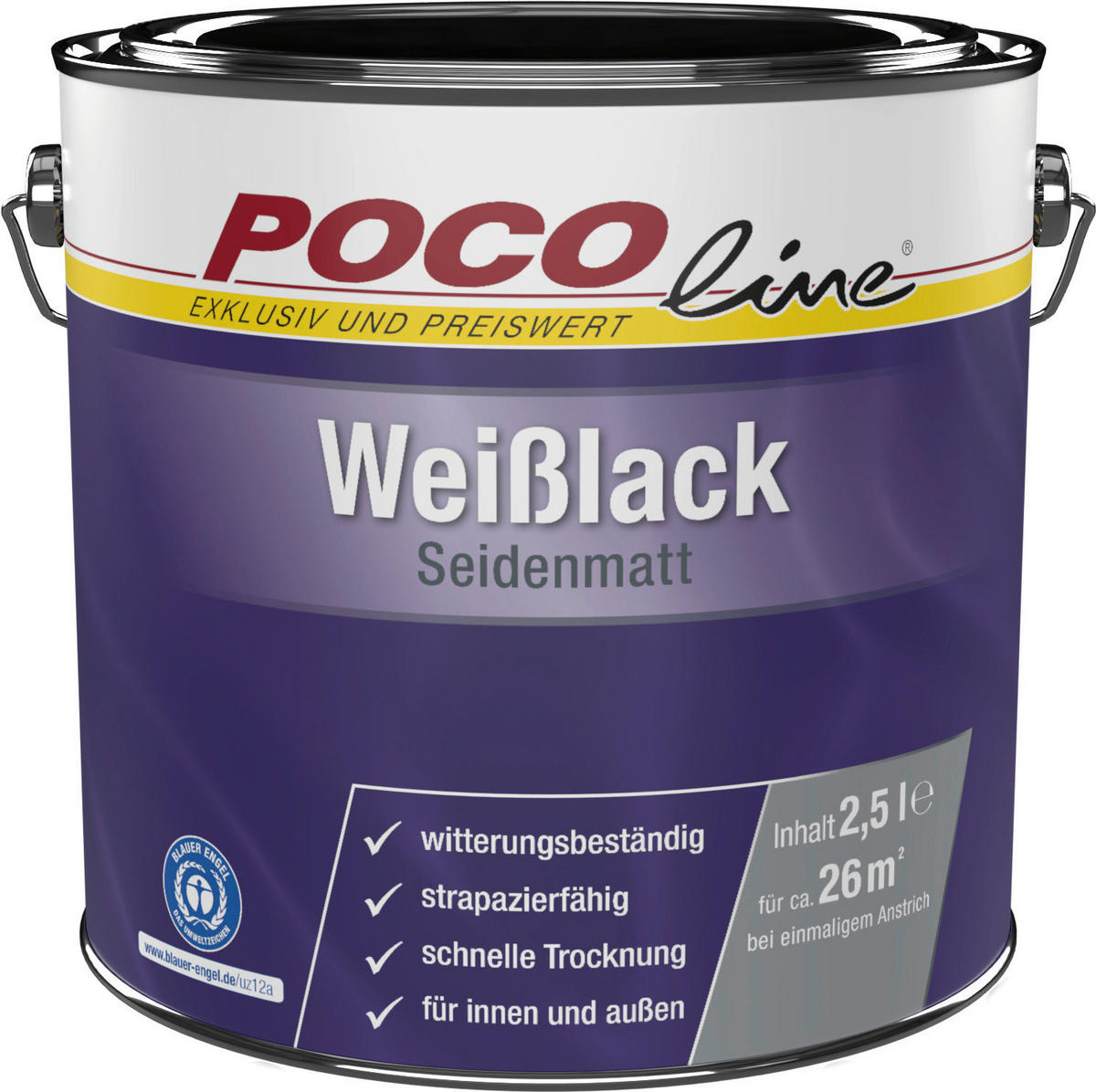 POCOline Weißlack weiß seidenmatt ca. 2,5 l Weißlack 2,5l - weiß (2,50l) - POCOline