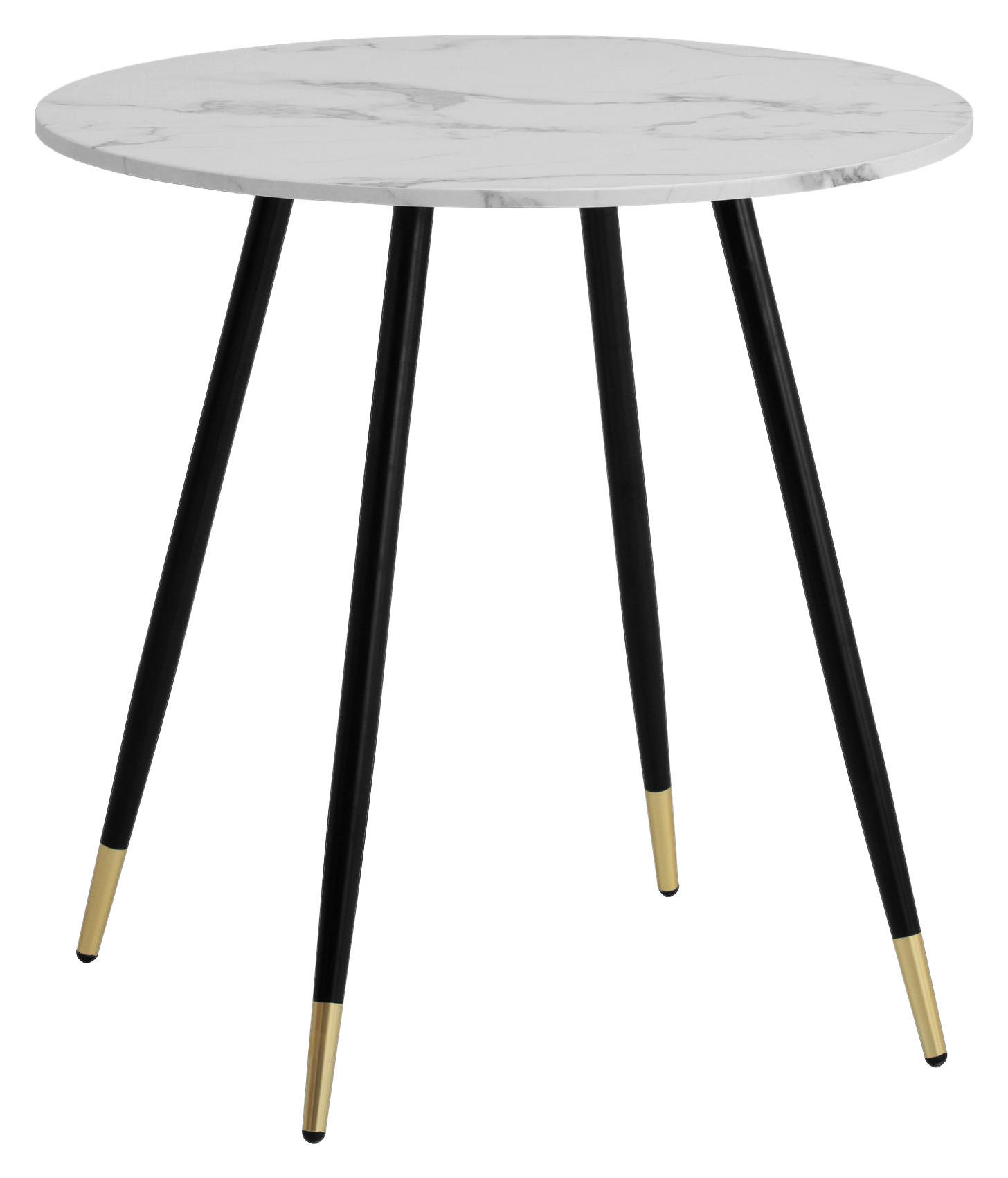 Esstisch weiß Marmor Optik H/D: ca. 76x75 cm Esszimmertisch - weiß (75,00/76,00cm) - Wohnling