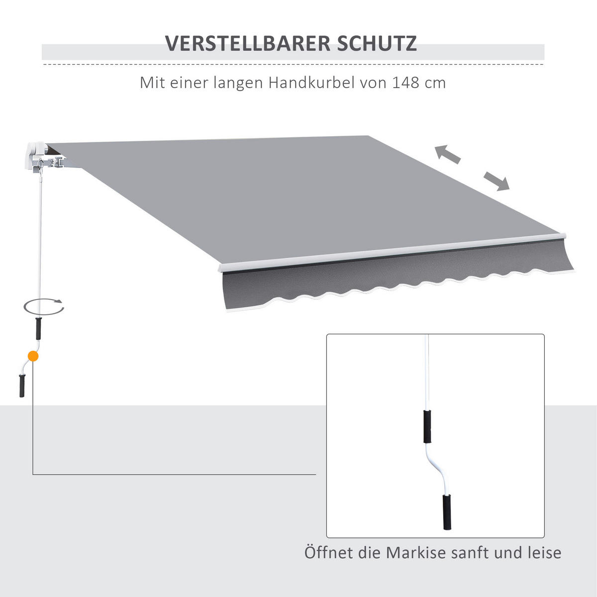 Fenstermarkise mit Handkurbel weiß B/T/L: ca. 245x350x395 cm Fenstermarkise mit Handkurbel - weiß/grau (245,00/395,00cm) - Outsunny