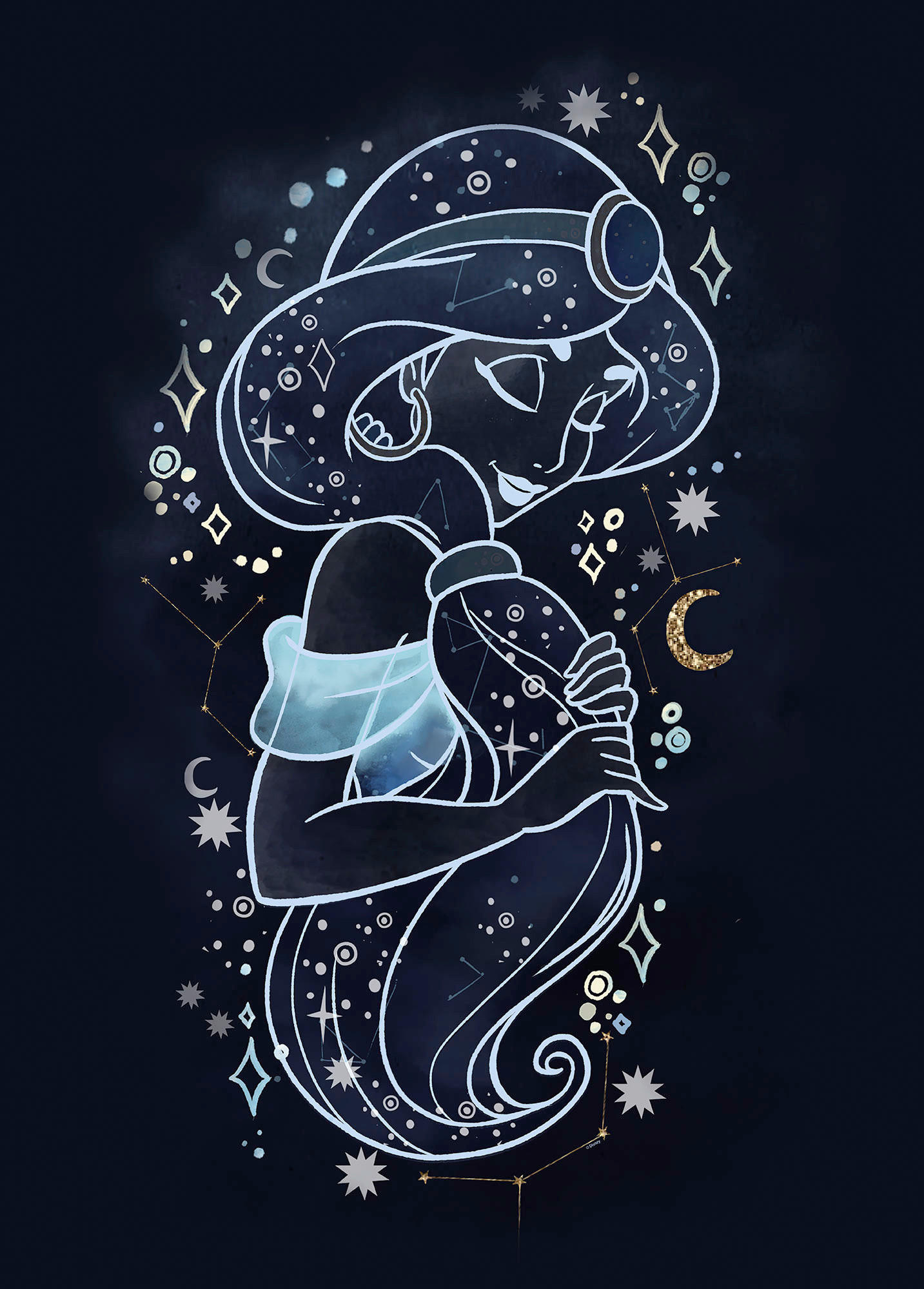 Komar Poster Jasmin Stars Disney B/L: ca. 50x70 cm Jasmin Stars - (50,00/70,00cm) - Komar