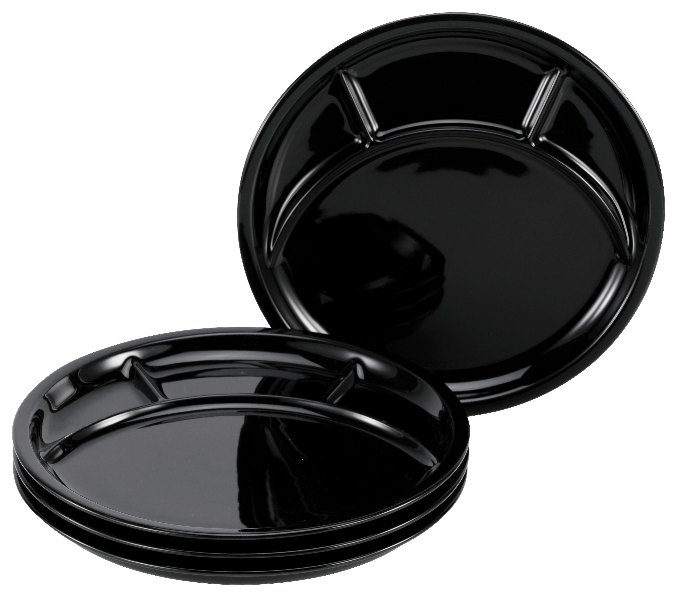 CreaTable Grill-/Fondueteller-Set UNIVERSAL schwarz Porzellan UNIVERSAL - schwarz - CreaTable