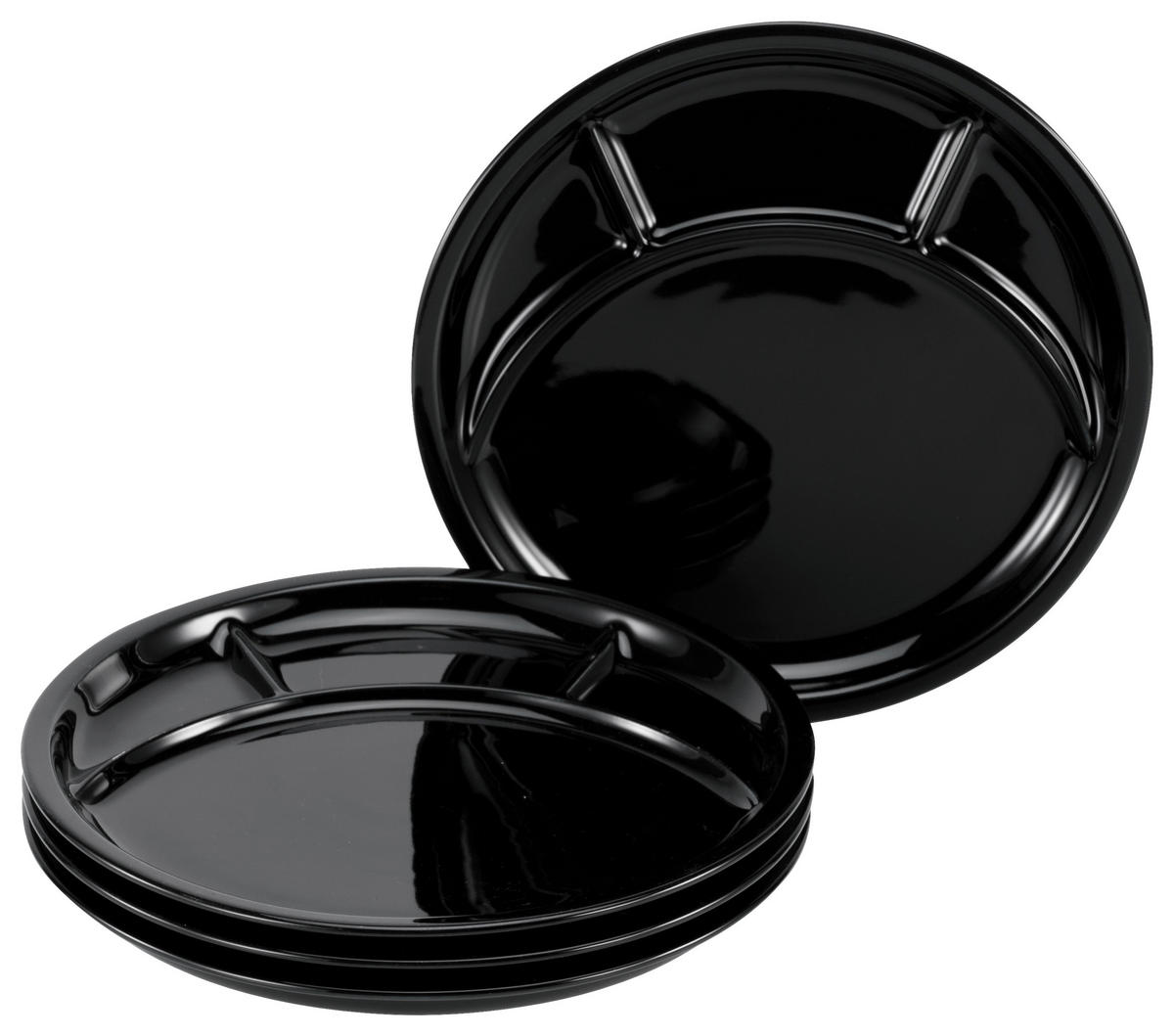CreaTable Grill-/Fondueteller-Set UNIVERSAL schwarz Porzellan UNIVERSAL - schwarz - CreaTable
