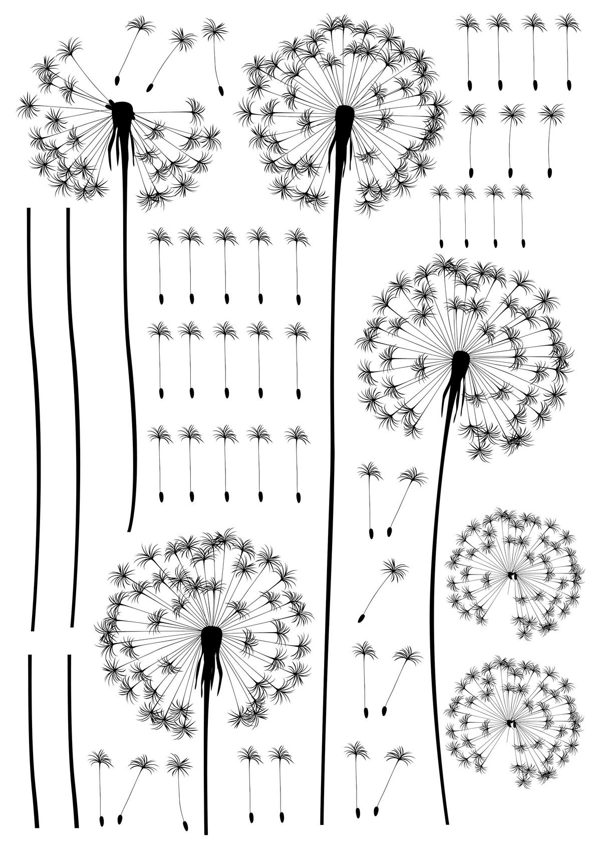 Dekosticker Pusteblumen schwarz B/L: ca. 50x70 cm 2 tlg. Dekosticker Flight Of Dandelions - schwarz (50,00/70,00cm)