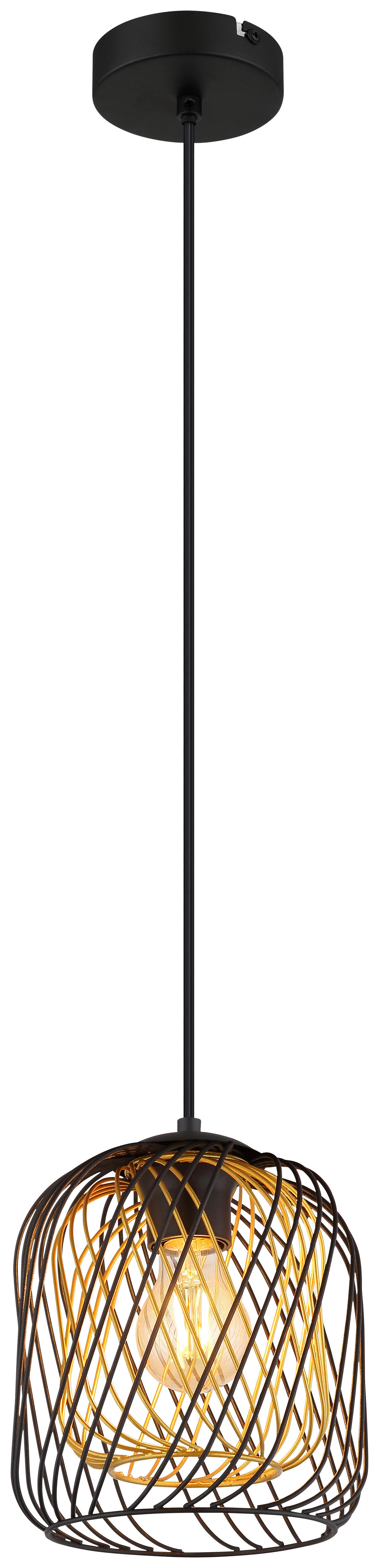 GLOBO Pendelleuchte DICHTI 15965HS schwarz Metall H/D: ca. 150x18 cm E27 1 Brennstellen DICHTI - schwarz (18,00/150,00cm) - GLOBO