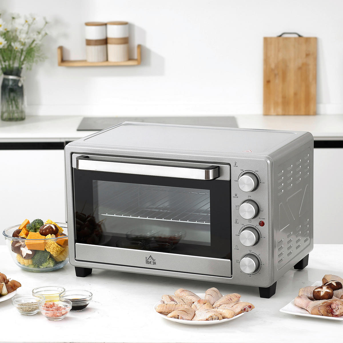 HOMCOM Küchengerät 800-087SR silber Polypropylen B/H/L: ca. 38,1x52,2x33,5 cm Minibackofen - silber (33,50/38,10/52,20cm) - HOMCOM