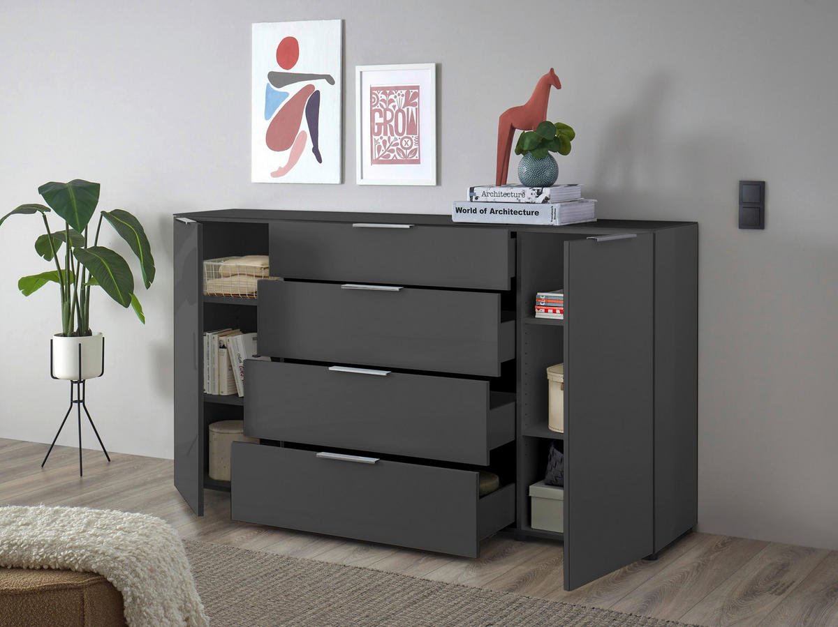 Kommode Santorin anthrazit B/H/T: ca. 180x99x40 cm Santorin - anthrazit (180,00/99,00/40,00cm)