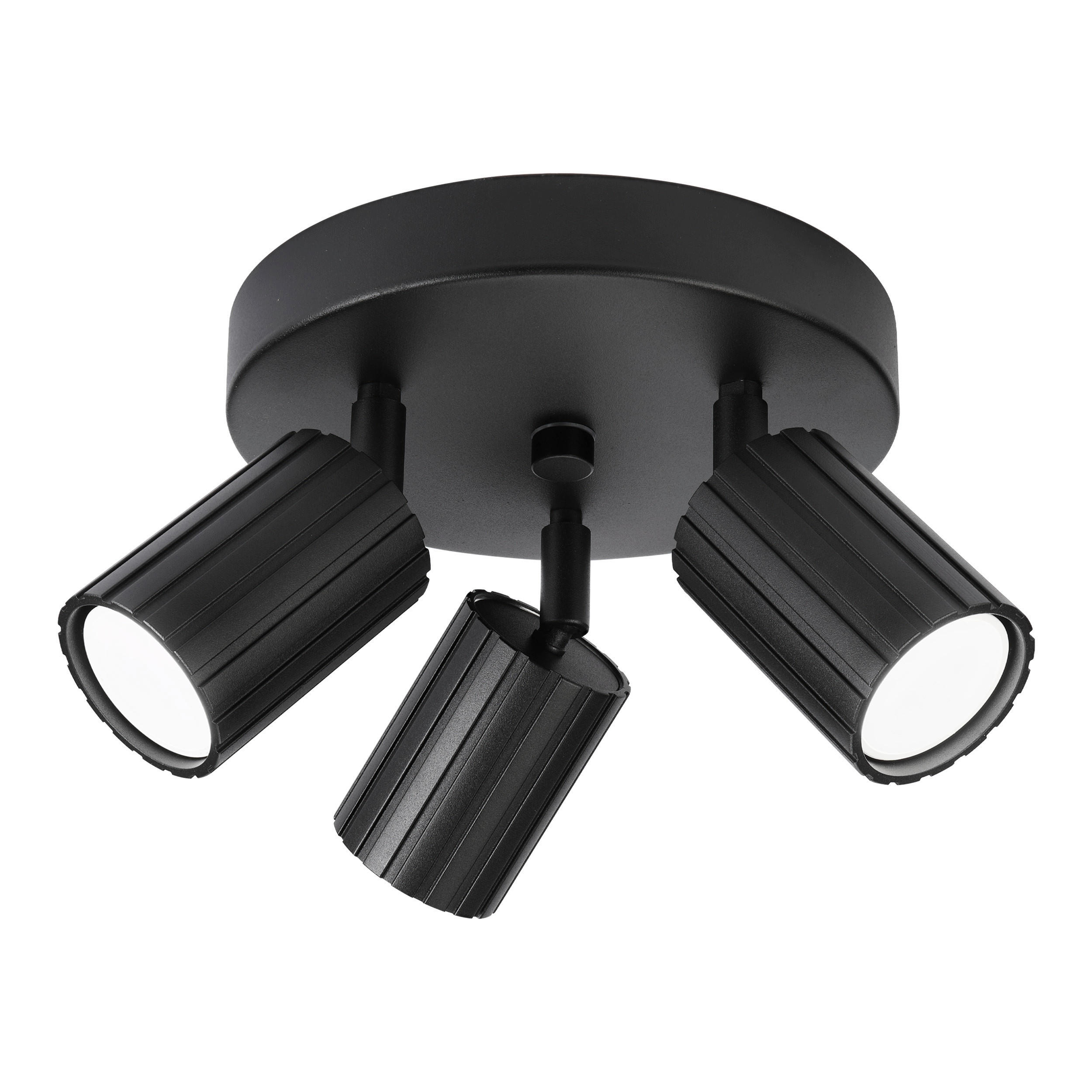 Lamkur Strahler schwarz Stahl B/H/L: ca. 18x19,5x18 cm 3 Brennstellen Prisma - schwarz (18,00/18,00/19,50cm) - Lamkur