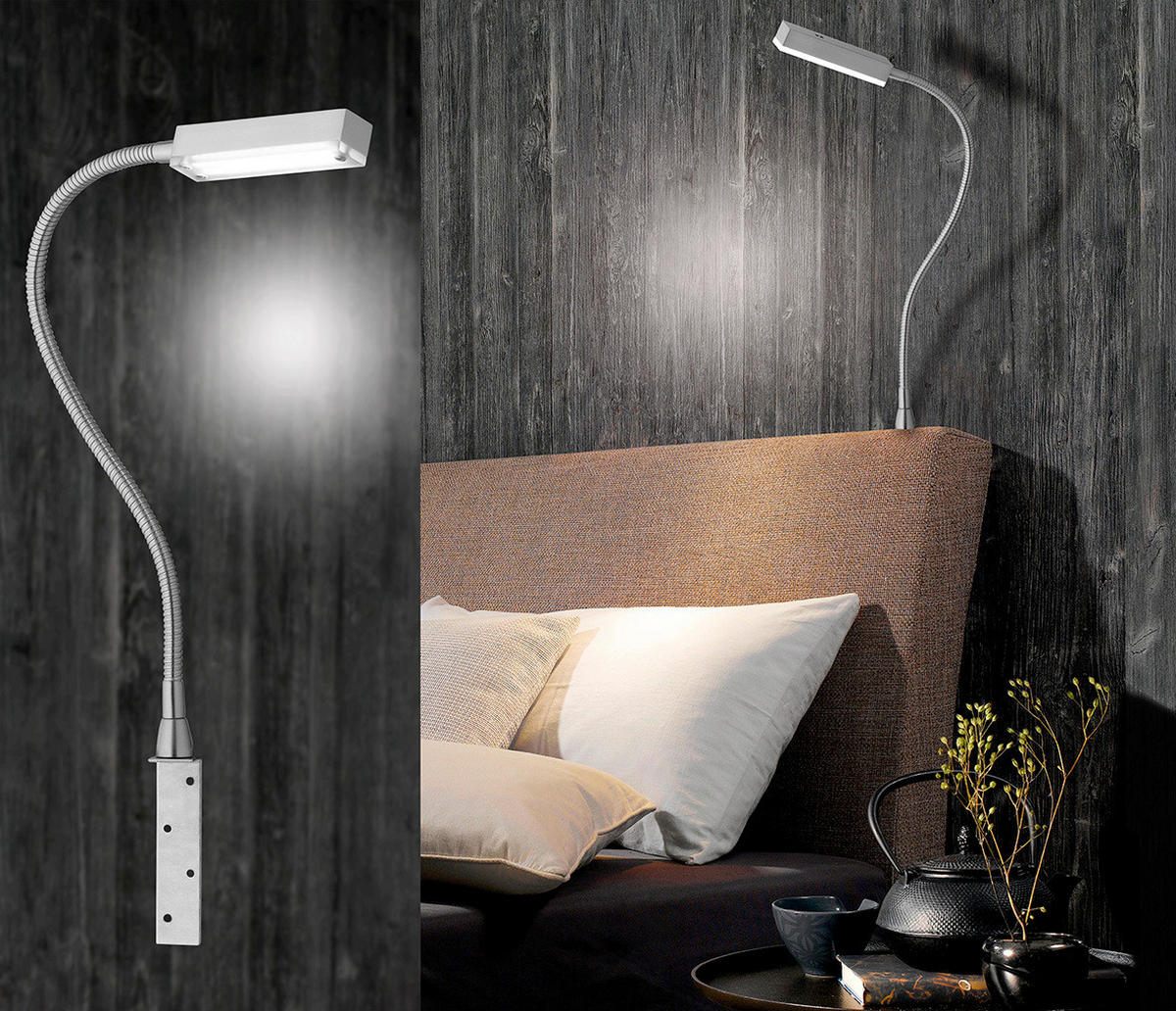 Fischer & Honsel LED-Bettleuchte 30602 nickel matt Acryl Metall B/H/T: ca. 3x52x3 cm 1 Brennstellen Raik - nickel matt (3,00/52,00/3,00cm) - Fischer & Honsel