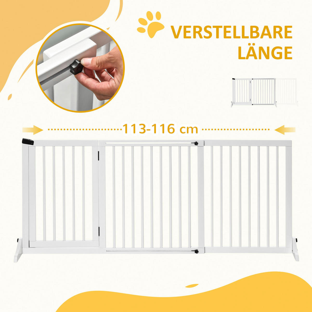 PawHut Schutzgitter weiß Edelstahl B/H/L: ca. 36x166x71 cm Türschutzgitter - weiß (71,00/36,00/166,00cm) - PawHut