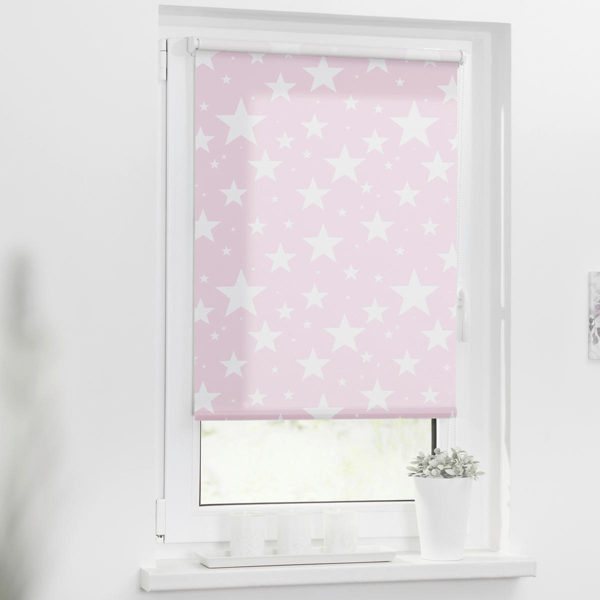 LICHTBLICK Verdunkelungsrollo Sterne rosa B/L: ca. 80x150 cm Sterne - rosa (80,00/150,00cm) - LICHTBLICK