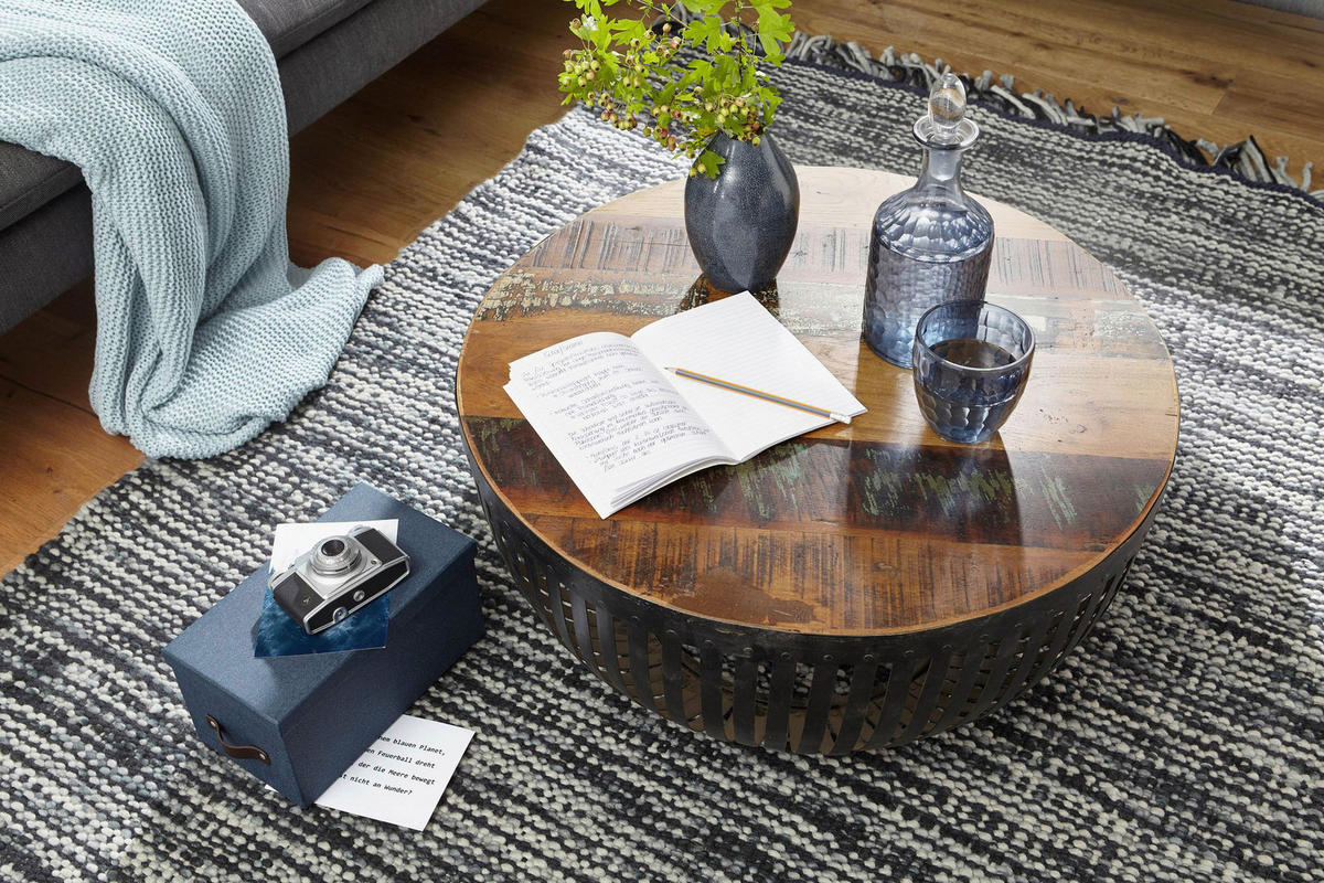 Couchtisch braun schwarz lackiert B/H/T: ca. 70x33x70 cm Couchtisch - braun/schwarz (70,00/33,00/70,00cm) - Wohnling