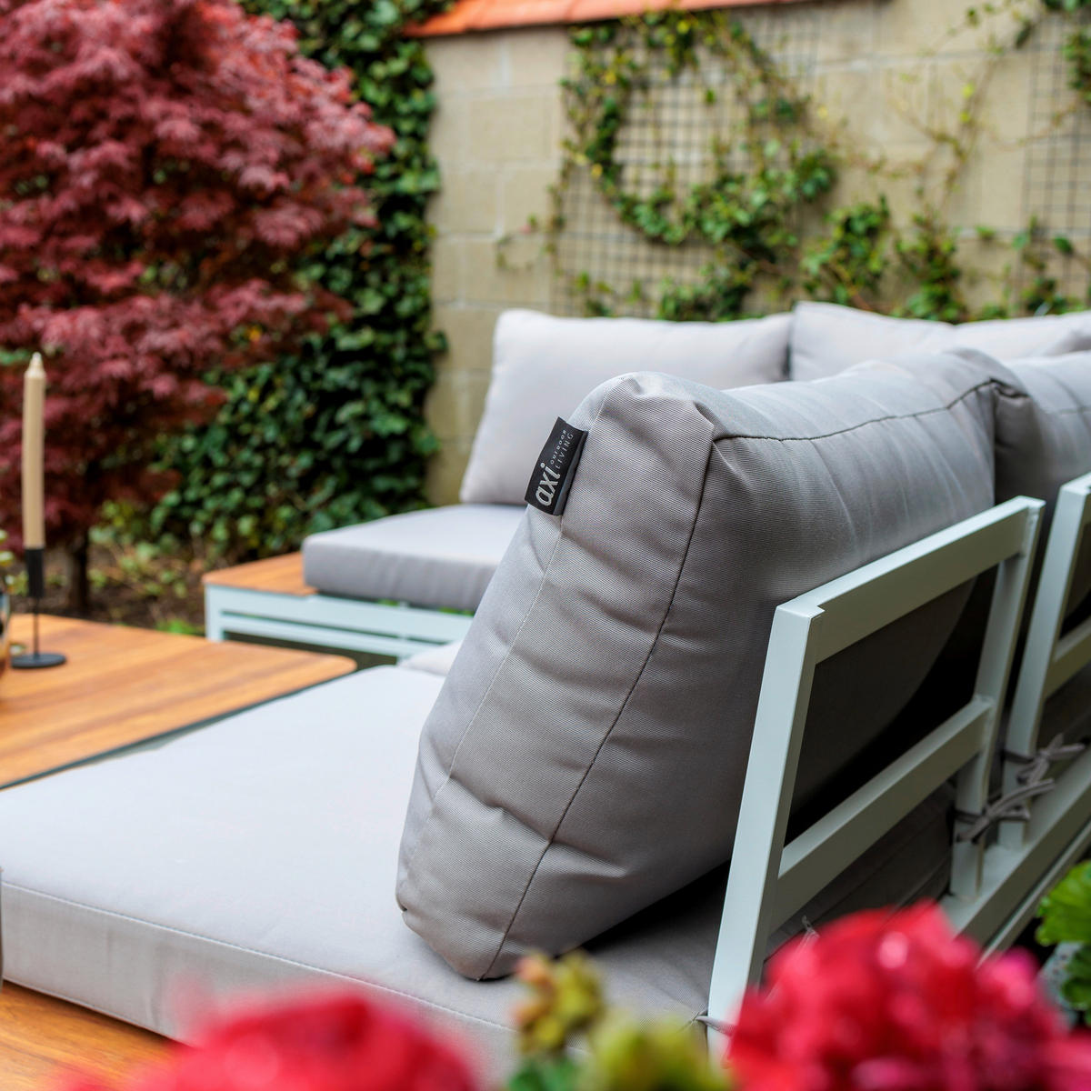 AXI Outdoor Living Loungeset Eos braun Textil B/H/L: ca. 157x65x71 cm Eos - braun/weiß (71,00/157,00/65,00cm) - AXI Outdoor Living