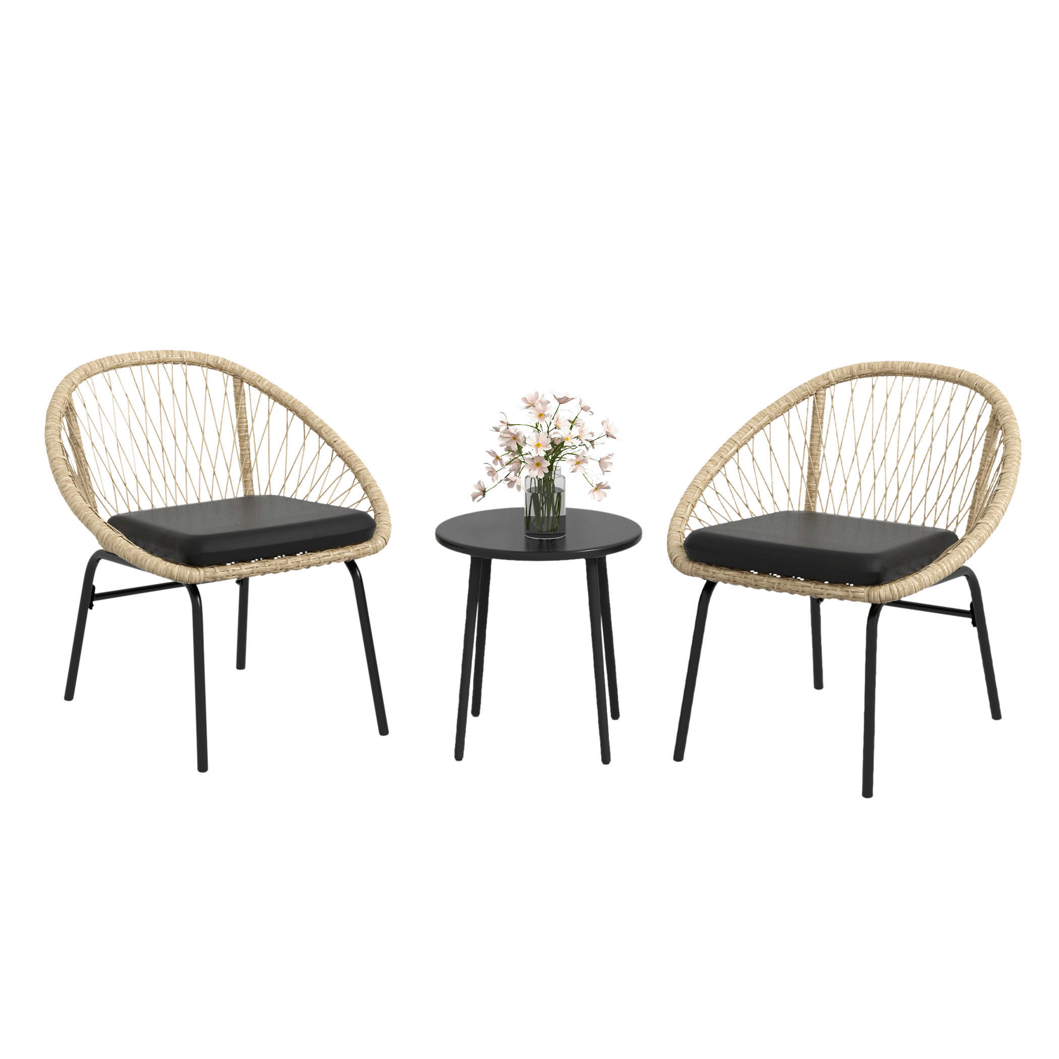 Outsunny Sitzgruppe gelb Polyester B/H/L: ca. 63x70x73 cm Gartenmöbel_Set - gelb (73,00/63,00/70,00cm) - Outsunny