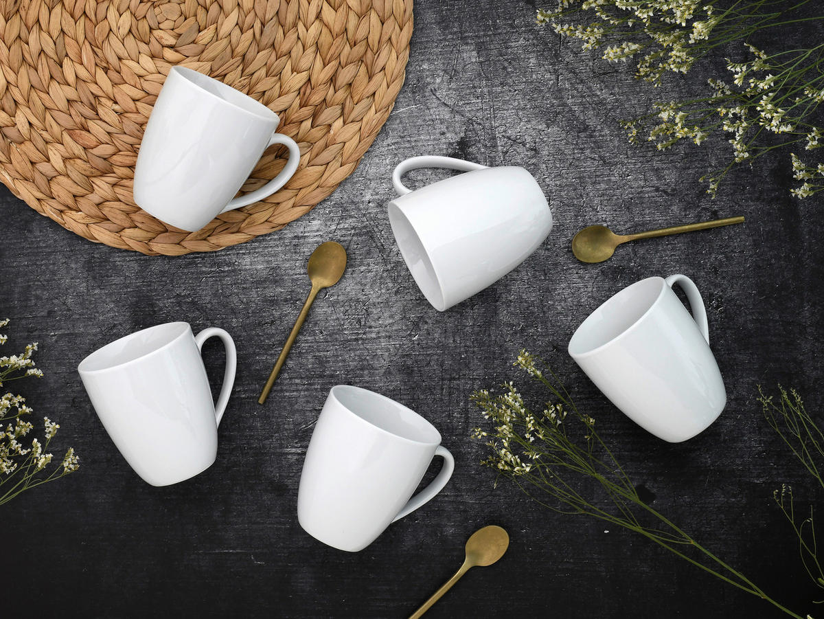 CreaTable Kaffeebecher Luna weiß Porzellan 6 tlg. Luna - weiß - CreaTable