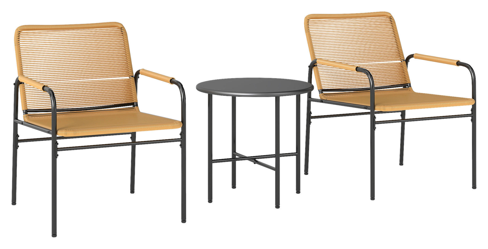 Outsunny Rattan Bistroset gelb Stahl B/H/L: ca. 54x76x66 cm Rattan_Bistroset - gelb (66,00/54,00/76,00cm) - Outsunny