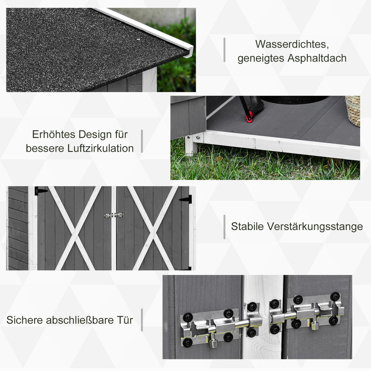 Outsunny Gartenhaus grau B/H/T: ca. 139x160x75 cm Gartenhaus - weiß/grau (139,00/160,00/75,00cm) - Outsunny
