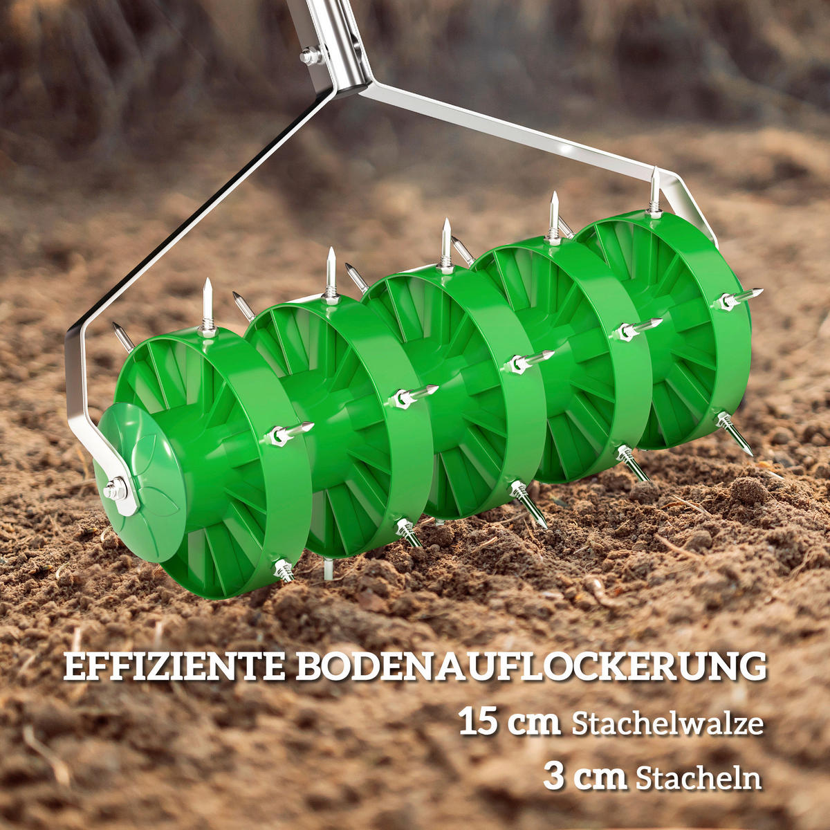 Outsunny Rasenbelüfter Rasenbelüfter - grün (45,00/21,00/140,00cm) - Outsunny