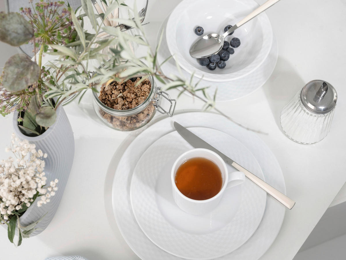 CreaTable Kombiservice Polo weiß Porzellan 16 tlg. Polo - weiß - CreaTable