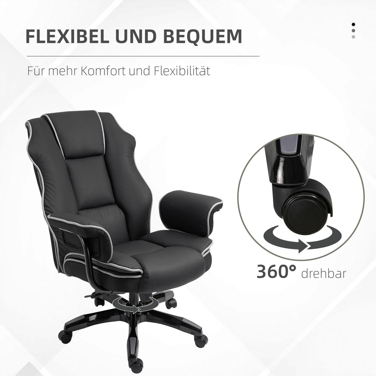 Drehstuhl 921-349 schwarz 921-349 - schwarz (76,00/118,00/80,00cm) - Vinsetto