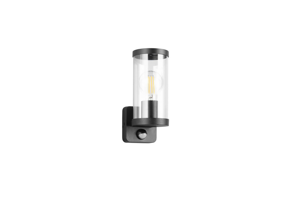 Reality Wandleuchte Bonito R21599132 schwarz transparent Metall Kunststoff B/H/T: ca. 9,5x23x12 cm E27 1 Brennstellen Bonito - schwarz/transparent (9,50/23,00/12,00cm) - Reality