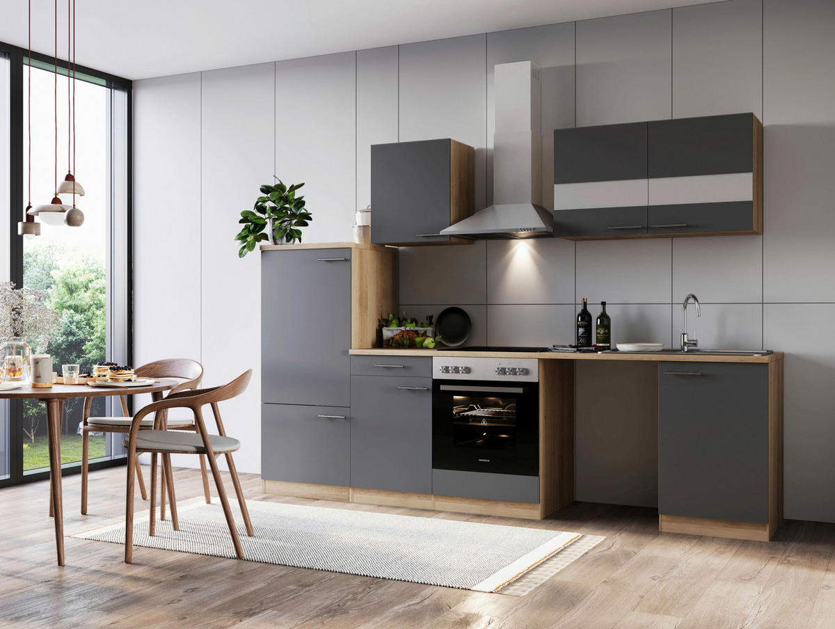 Respekta Küchenblock Merle grau B/H/T: ca. 280x200x60 cm Merle - Eiche/grau (280,00/200,00/60,00cm) - Respekta